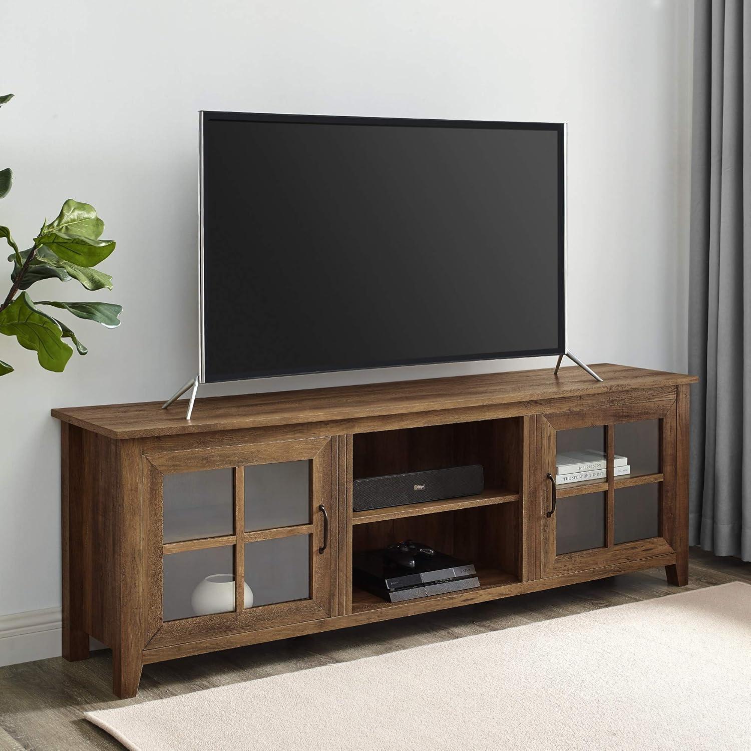 Rustic Oak 70" Farmhouse TV Stand with Cabinet