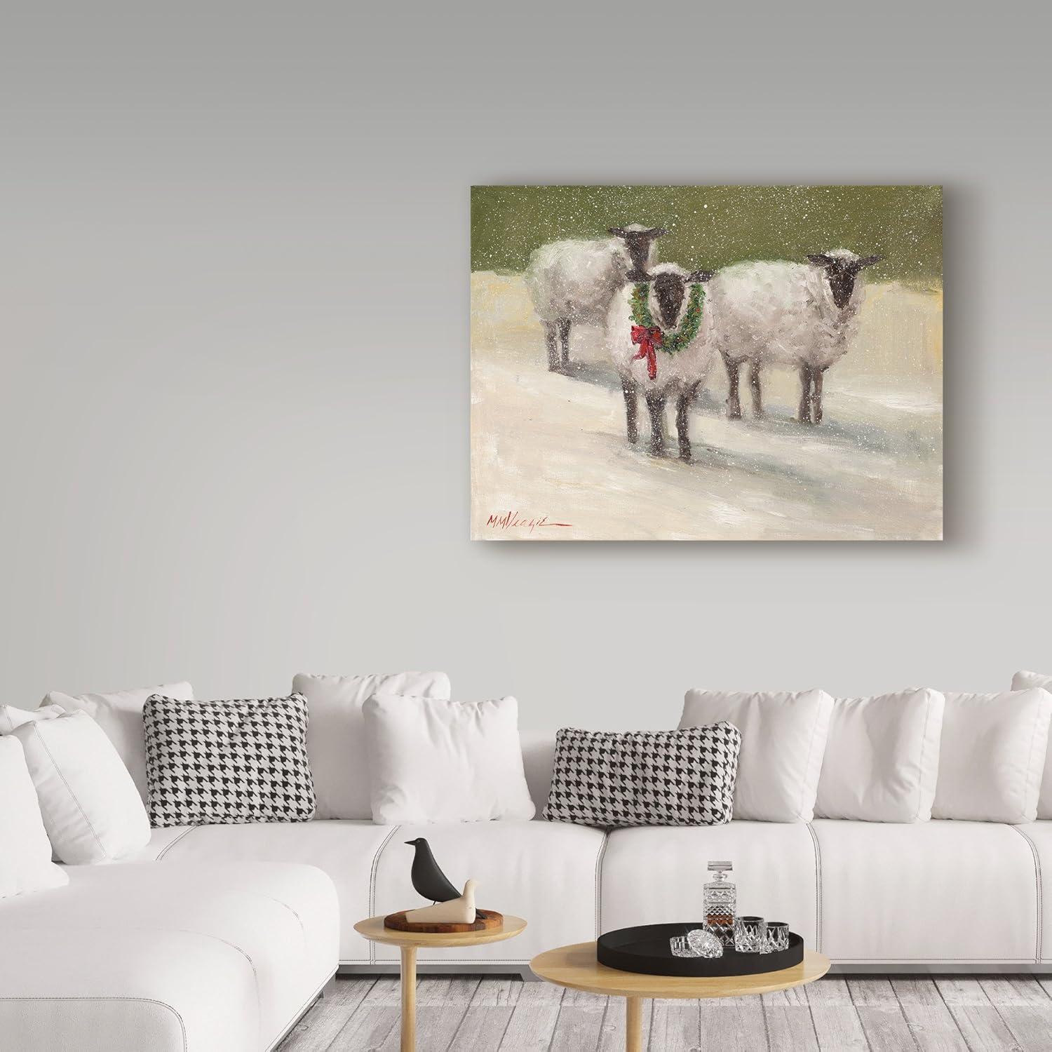 Trademark Fine Art 'Lambs With Wreath' Canvas Art by Mary Miller Veazie