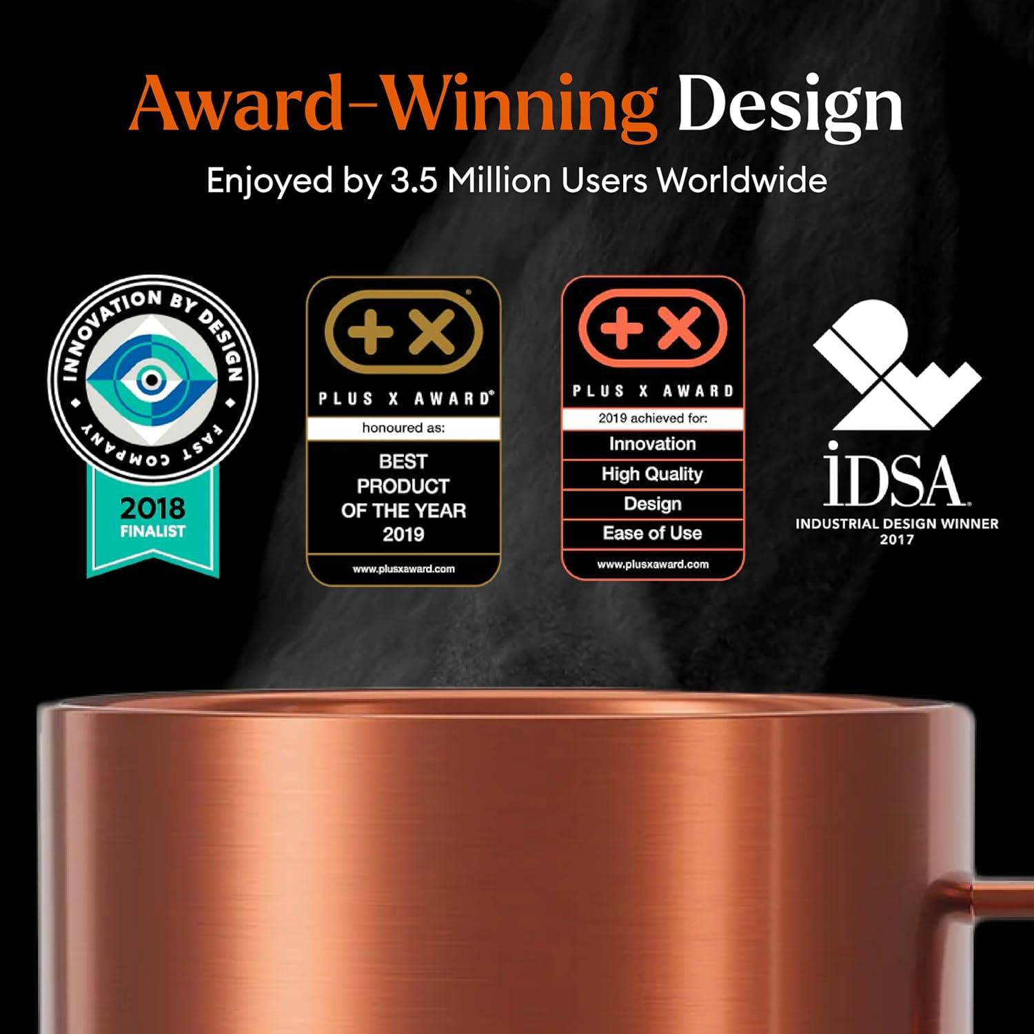 Ember Temperature Control Smart Mug 2, 10 oz, Copper, Up To 1.5-hr Battery Life - App Controlled Heated Coffee/Tea Mug - Improved Design