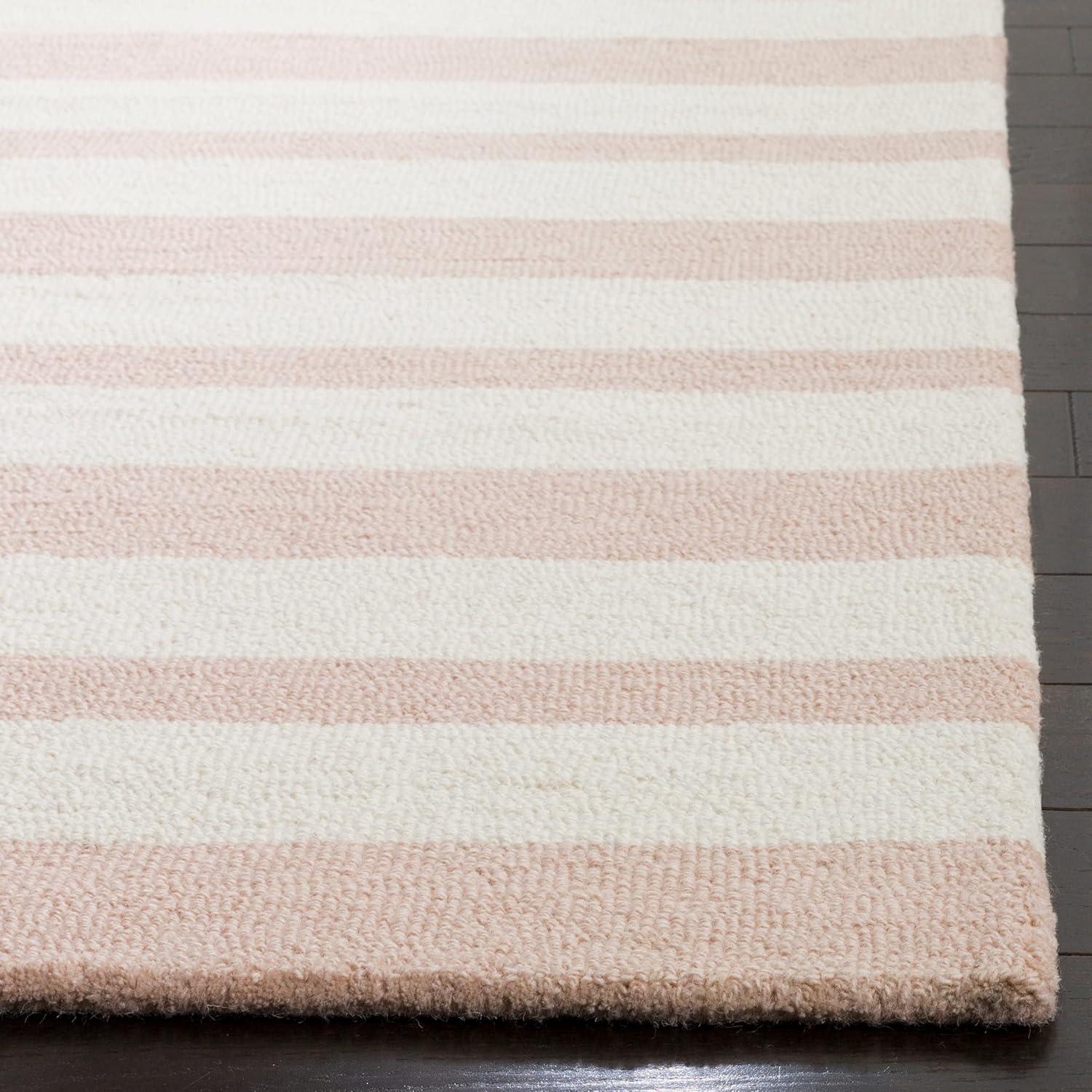 Ivory Stripe Hand-Tufted Wool Kids Area Rug - 5' x 7'