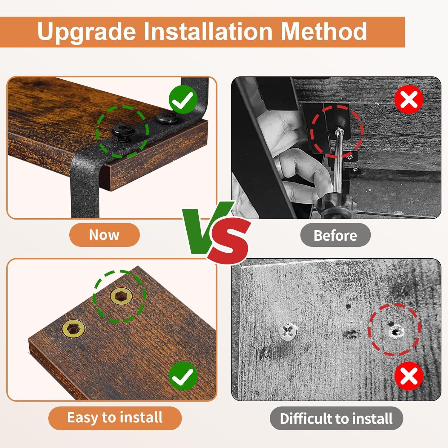 Ophelia & Co. 3-Tier Spice Rack, 13.8 Inch Wood Countertop Spice Storage Holder, Kitchen Pantry Cabinet Organizer Cupboard For Spice Bottles, Jars, Seasonings, Baking Supplies, Metal Frame(Set Of 2)