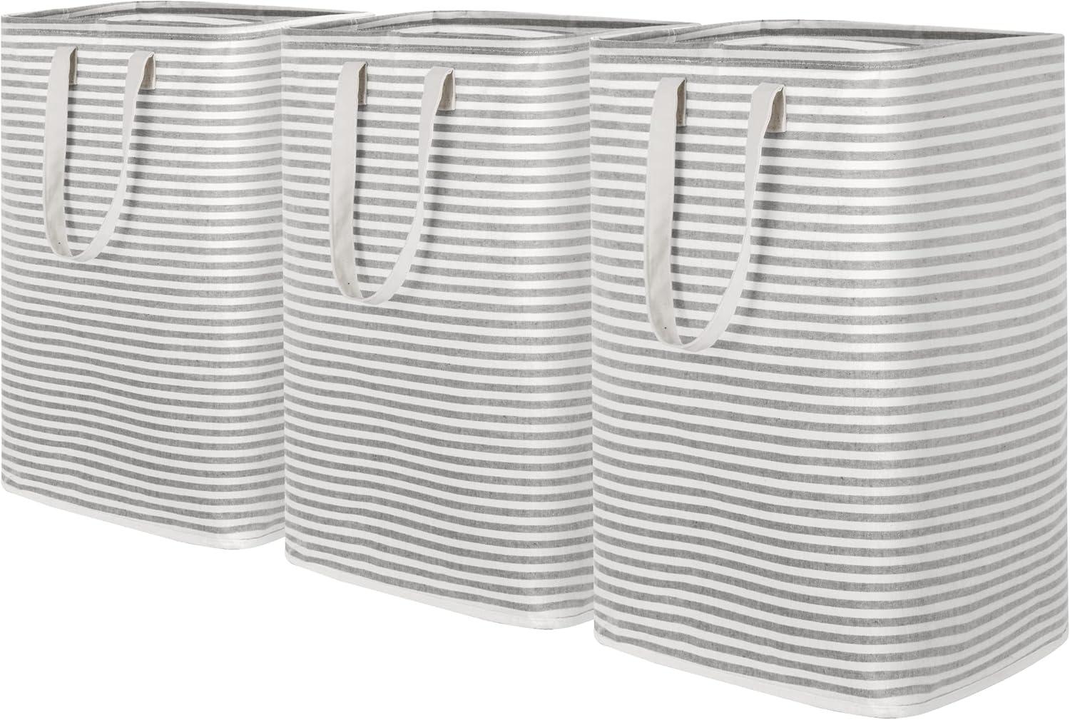 Lifewit 3 Pack Laundry Hamper Large Collapsible Laundry Baskets, Freestanding Waterproof Grey