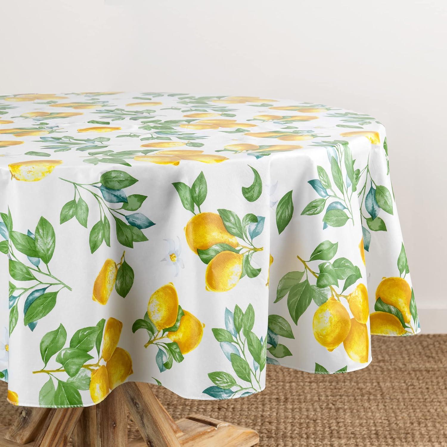 Vintage Lemon and Citrus Blooms Vinyl Rectangle Tablecloth