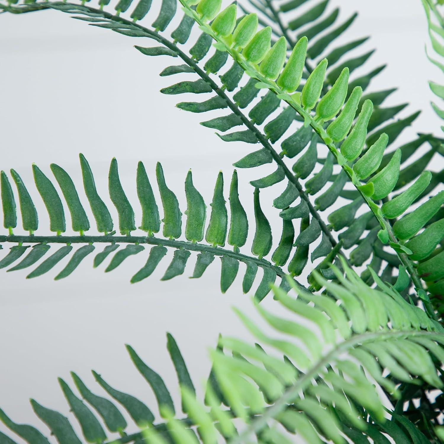 Nearly Natural 16-in Artificial Boston Fern Plant in Decorative Cement Planter