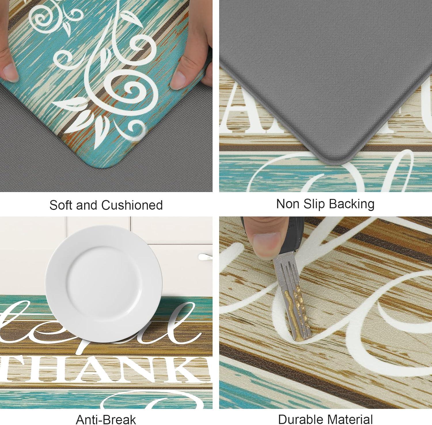 Rosalind Wheeler The Anti Fatigue Kitchen Mat Set of 2 Non Slip Cushioned Kitchen Mats for Floor Waterproof Farmhouse Kitchen Rugs and Mats Set Comfort Standing Desk Mat Carpet