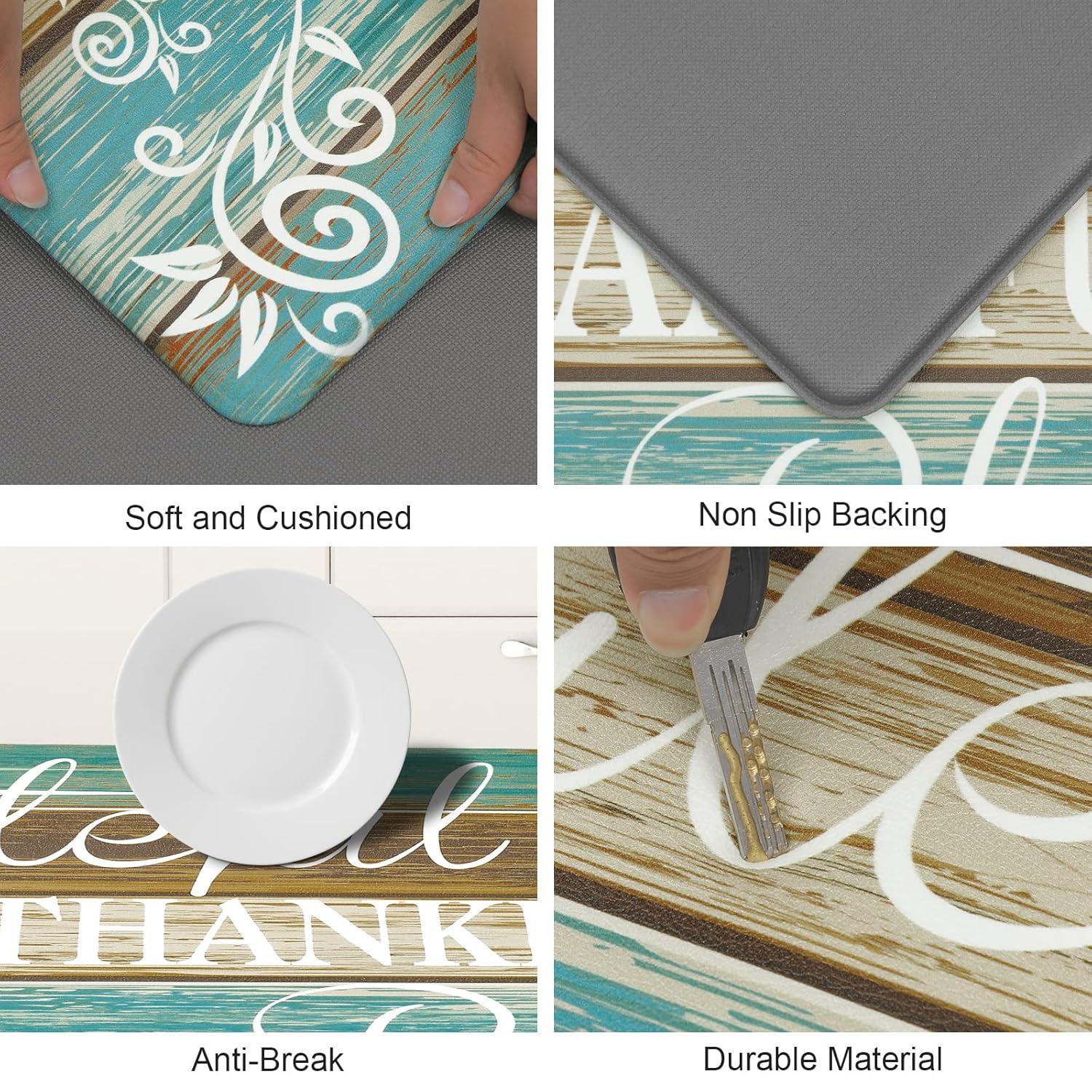 Rosalind Wheeler The Anti Fatigue Kitchen Mat Set of 2 Non Slip Cushioned Kitchen Mats for Floor Waterproof Farmhouse Kitchen Rugs and Mats Set Comfort Standing Desk Mat Carpet
