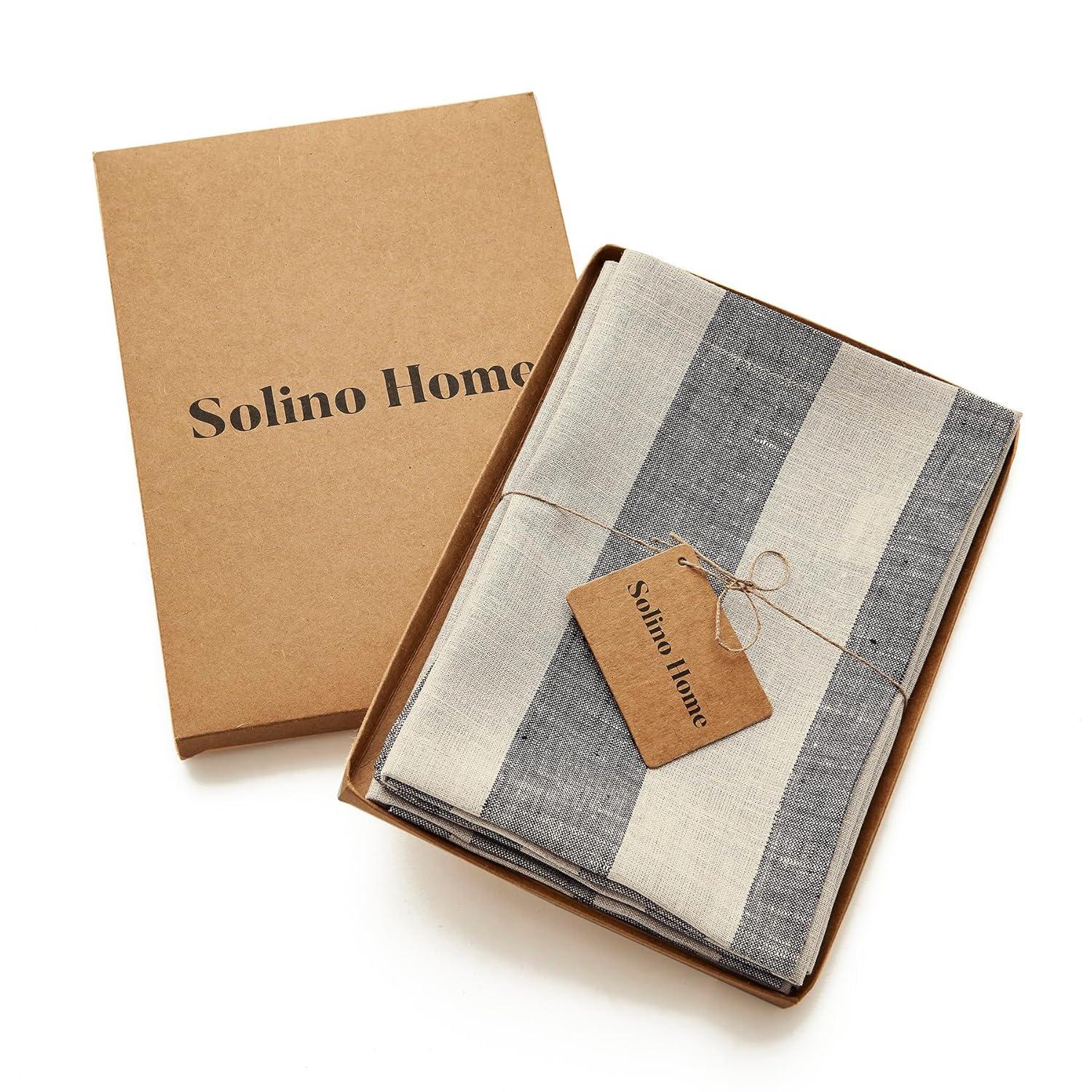Solino Home Cabana Stripe - 100% Pure Linen Placemats (Set of 4)