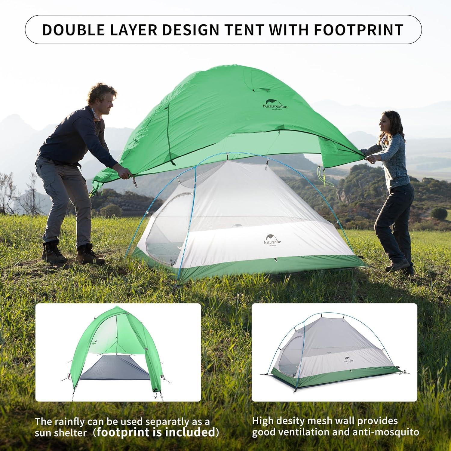 Naturehike Cloud-Up 1/2/3 Person Backpacking Tent Lightweight Waterproof