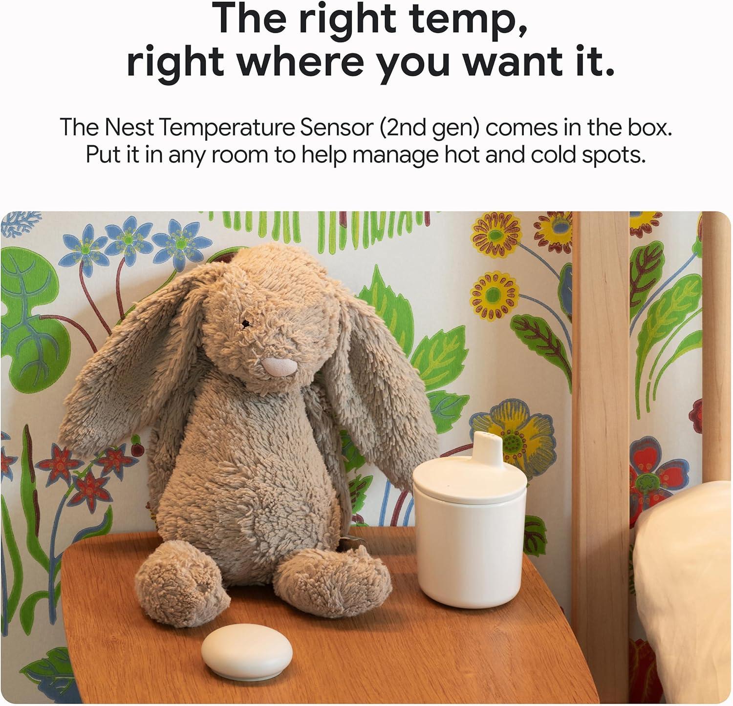 Google Nest Learning Thermostat (4th Gen) with Nest Temperature Sensor (2nd Gen) - Silver: Wi-Fi, Energy Star Certified