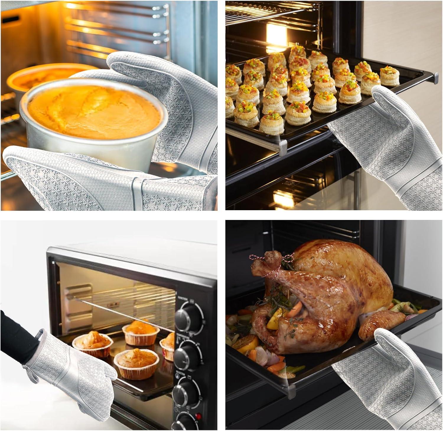 Silicone Oven Gloves 2-piece Set, Heat-resistant Oven Gloves With Soft, Kitchen Accessories