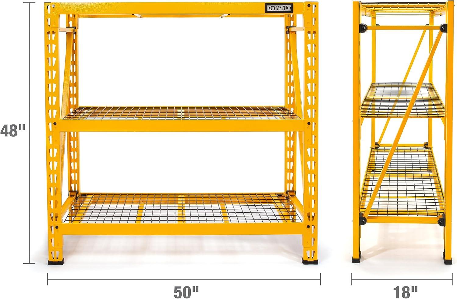 DEWALT 41590 3 Shelf Wire Deck Industrial Storage Rack, 50"W x 18"D x 48"H