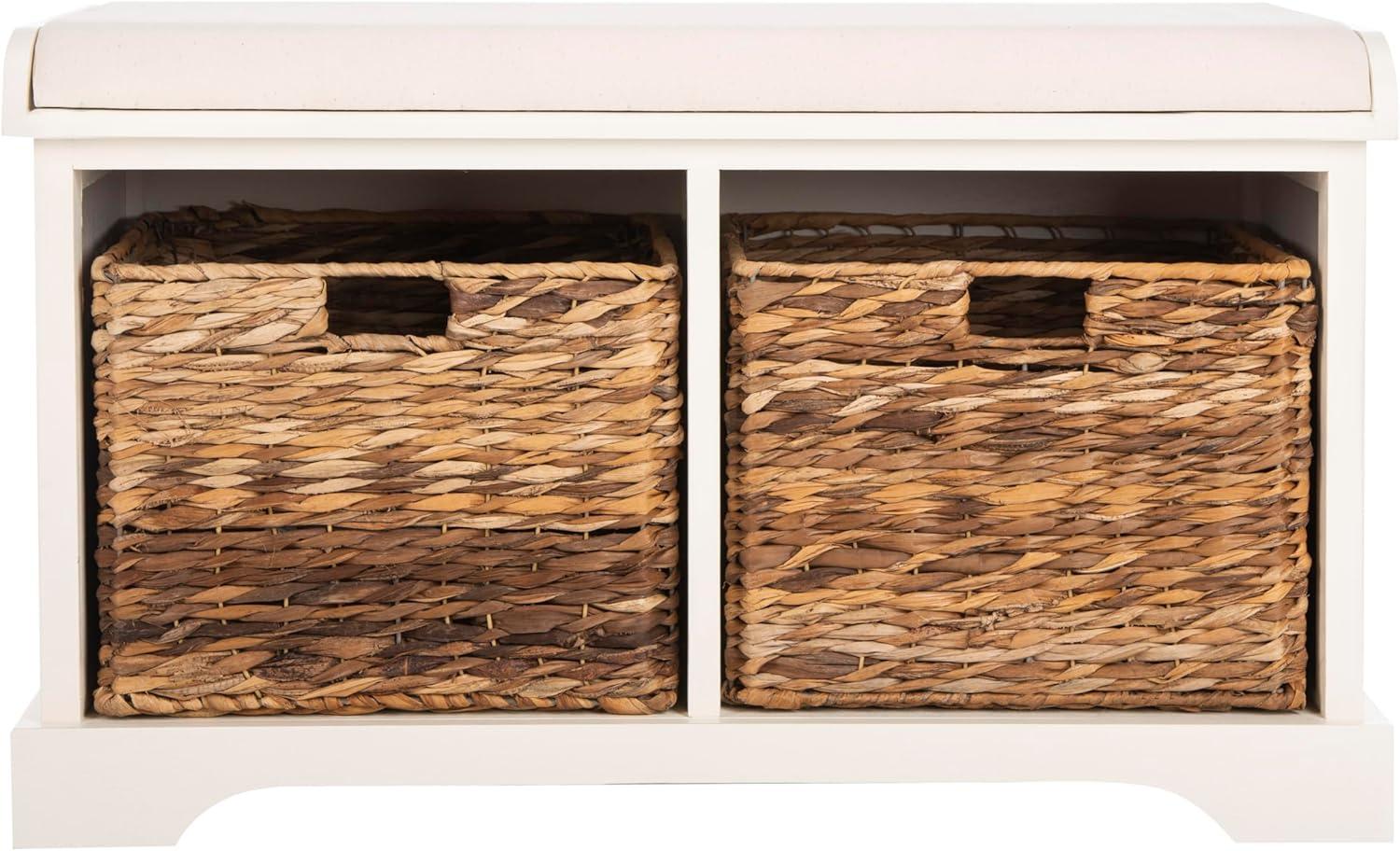 Freddy Wicker Storage Bench - AMH5736 - Vintage White - Safavieh