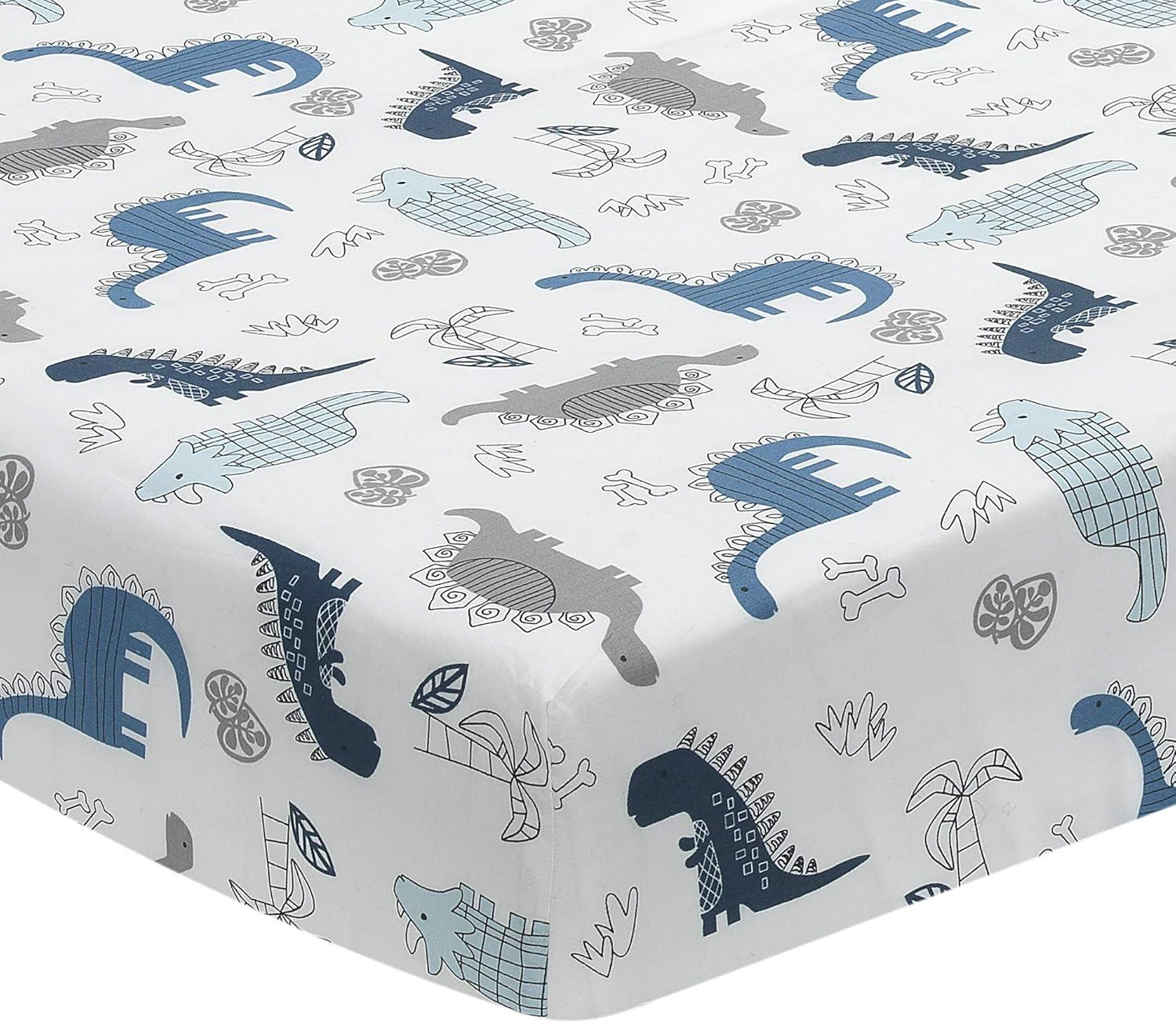 Lambs & Ivy Jungle Adventure 100% Cotton Baby/Toddler Fitted Crib Sheet - White