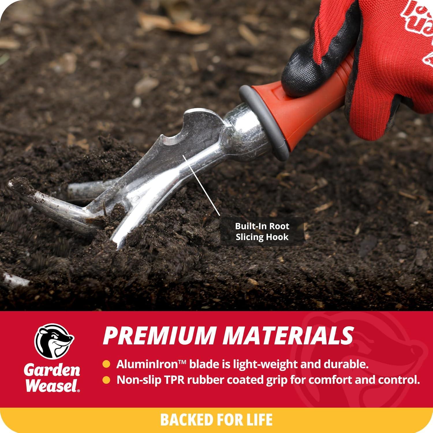 Red Cushioned Grip Short Handle Aluminum Tiller