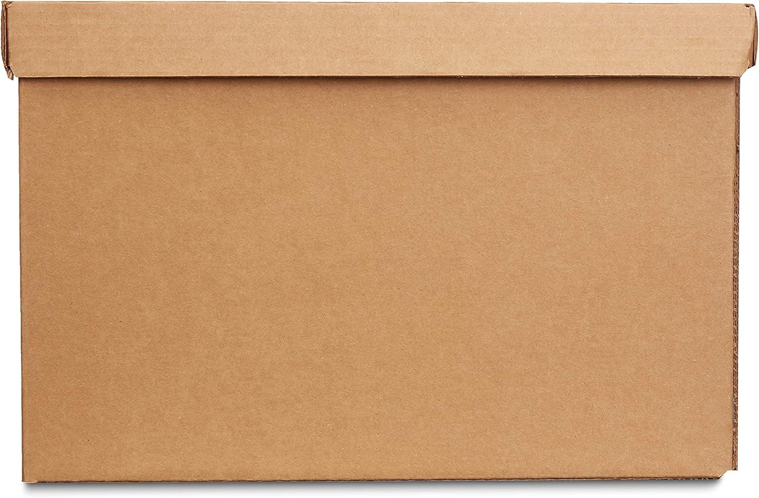 Small Brown Corrugated Cardboard Moving Boxes with Handles and Lids, 20 Pack