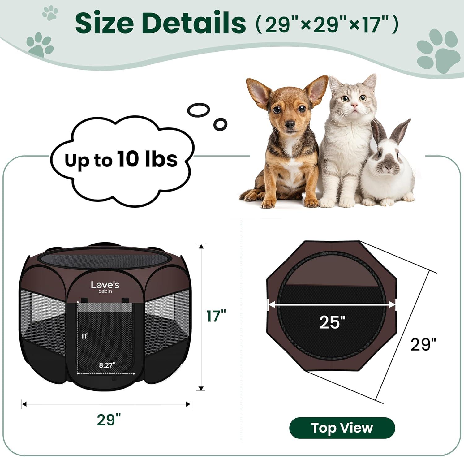 Tucker Murphy Pet™ Pet Puppy Dog Playpen, Small Dog Tent Crates Cage Indoor/Outdoor, Portable Playpen For Dog And Cat, Foldable Pop Up Dog Kennel Playpen With Carring Case, Removable Zipper Top