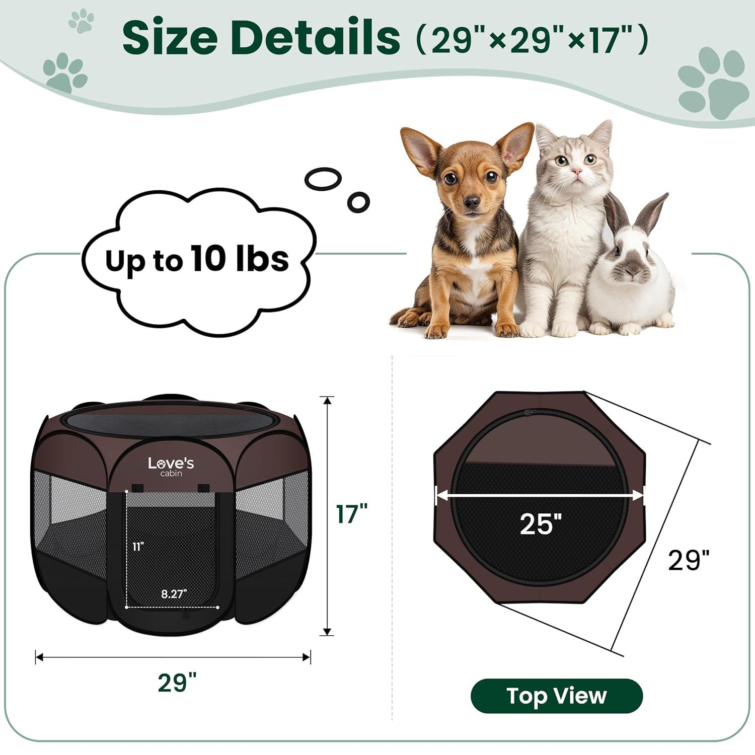 Tucker Murphy Pet™ Pet Puppy Dog Playpen, Small Dog Tent Crates Cage Indoor/Outdoor, Portable Playpen For Dog And Cat, Foldable Pop Up Dog Kennel Playpen With Carring Case, Removable Zipper Top