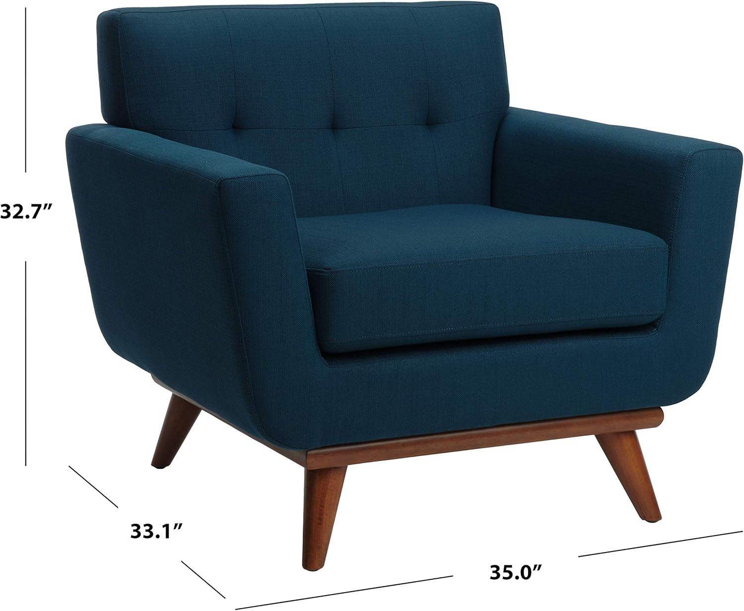 Opal Linen Tufted Arm Chair - Dark Teal - Safavieh