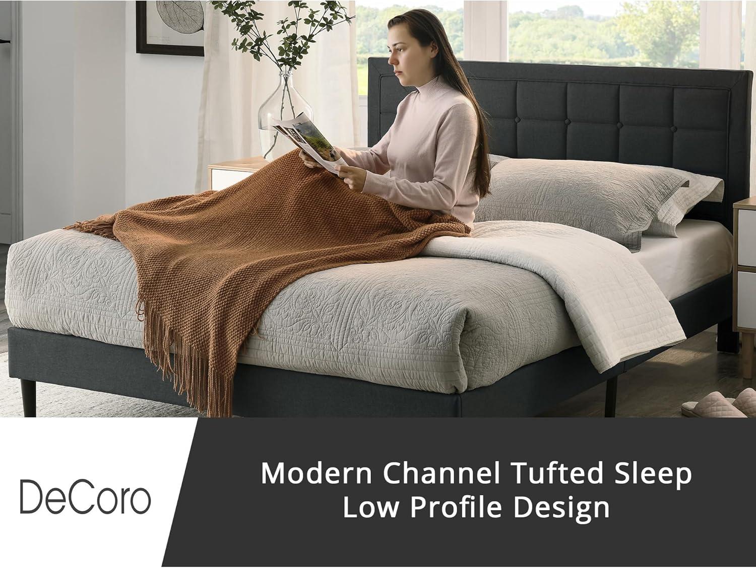 DeCoro Home DeCoro Mornington Upholstered Platform Bed Frame and Headboard