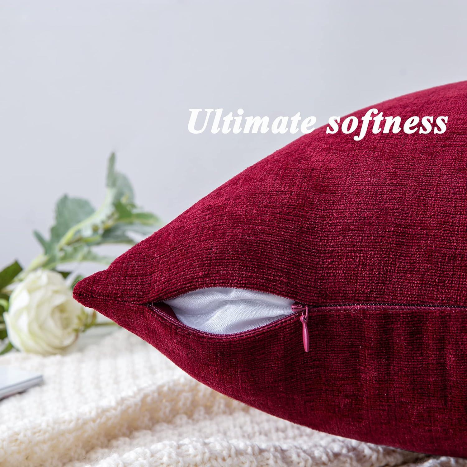 PAVILIA Set of 2 Throw Pillow Covers, Decorative Velvet Square Cushion Cases for Bed Sofa Couch Bedroom Living Room, Red/20 x 20