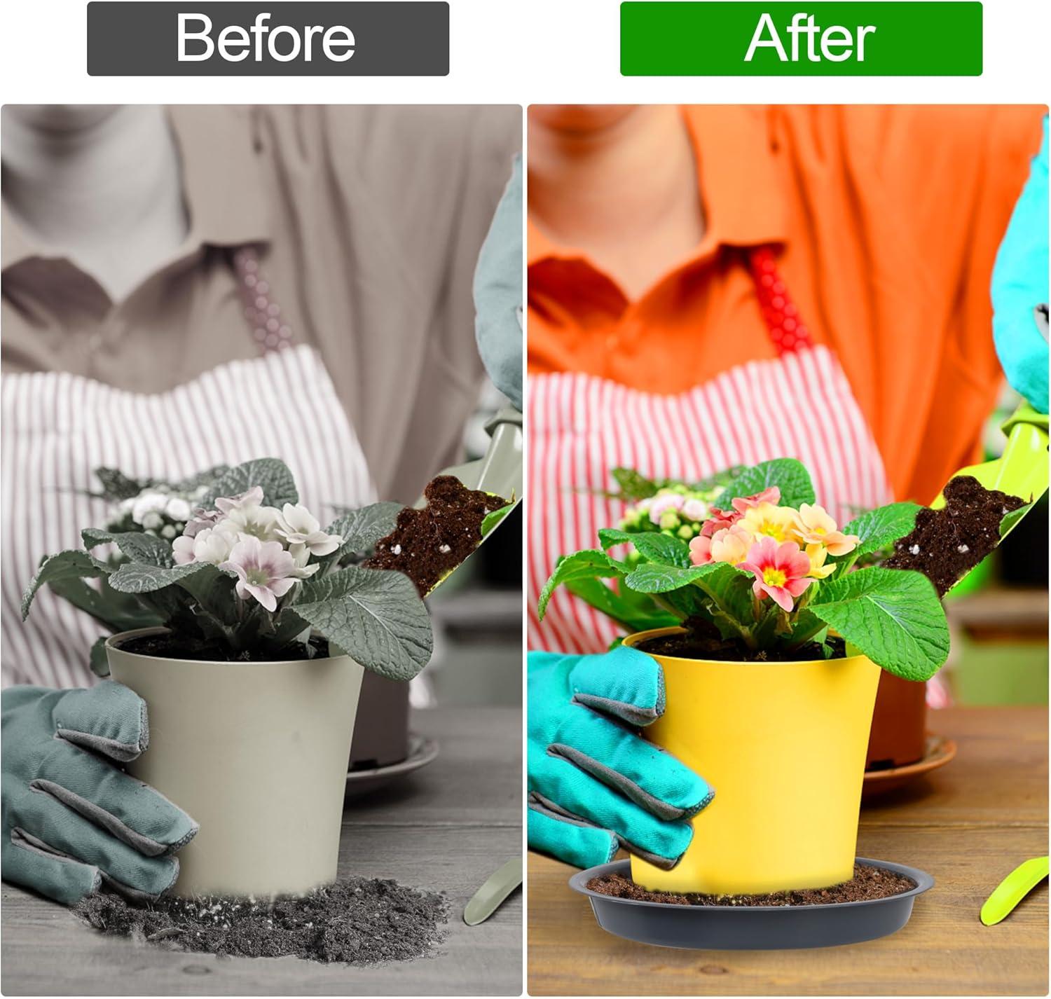 Tripumer 12Pack Plant Saucers 6inch/8inch/10inch Black Plant Saucers Plastic Planter Trays Round Trays Heavy Duty Drip Trays Perfect for Indoor and Outdoor Plants