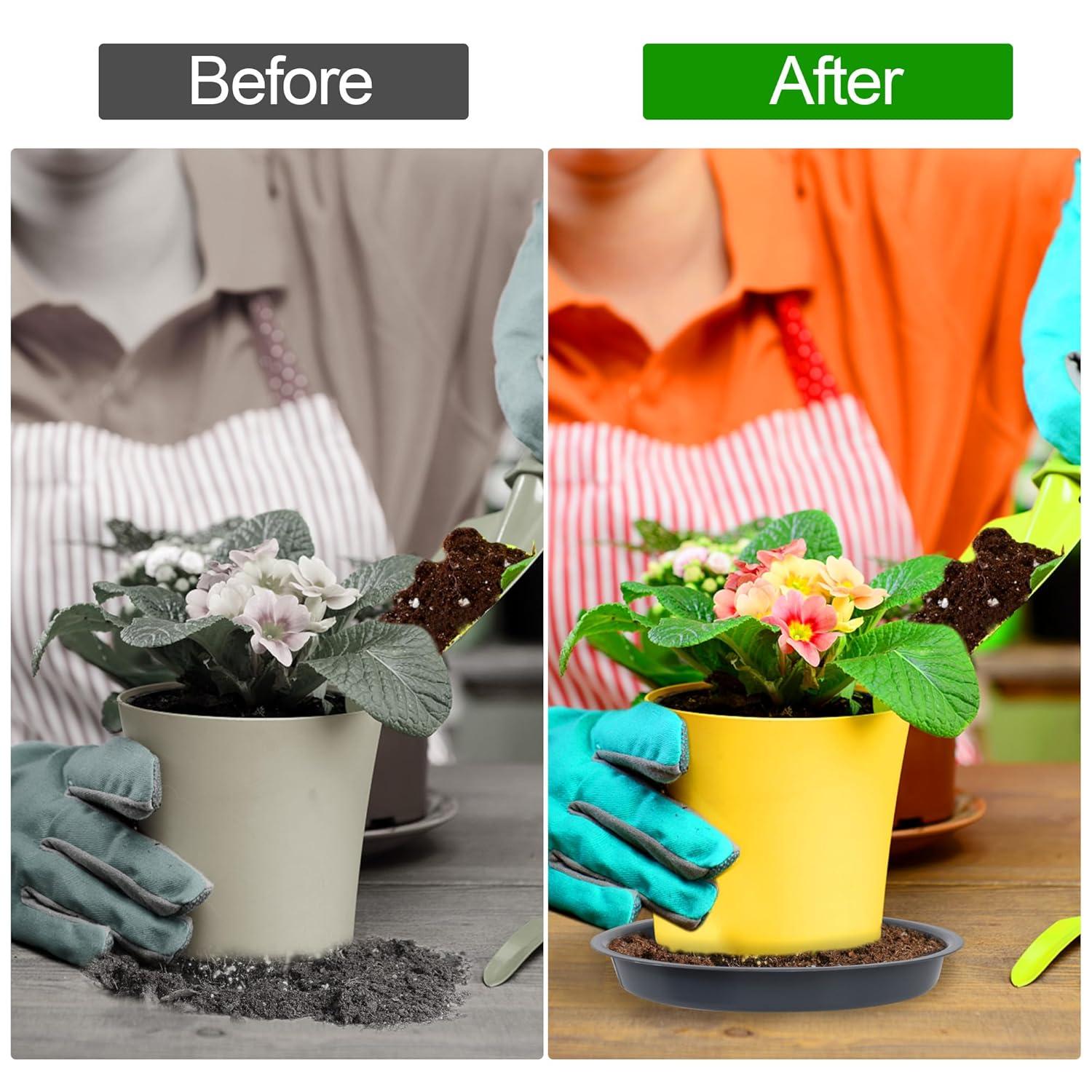 Tripumer 12Pack Plant Saucers 6inch/8inch/10inch Black Plant Saucers Plastic Planter Trays Round Trays Heavy Duty Drip Trays Perfect for Indoor and Outdoor Plants