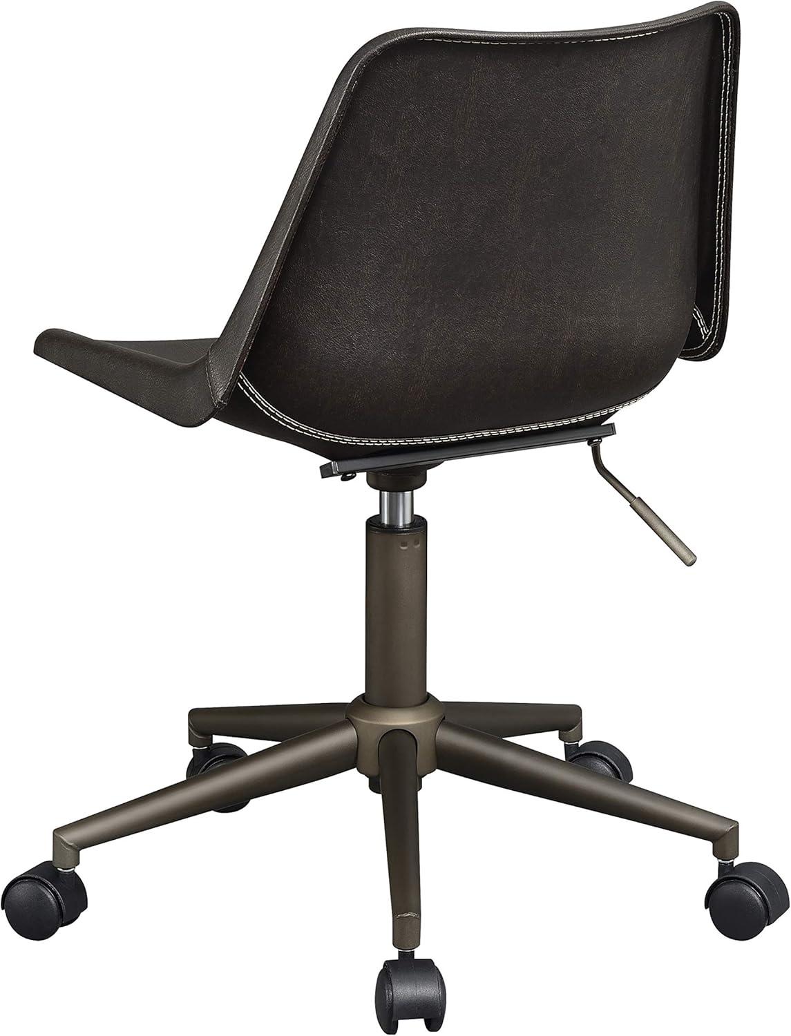 Contemporary Brown Fabric and Rustic Taupe Metal Desk Chair