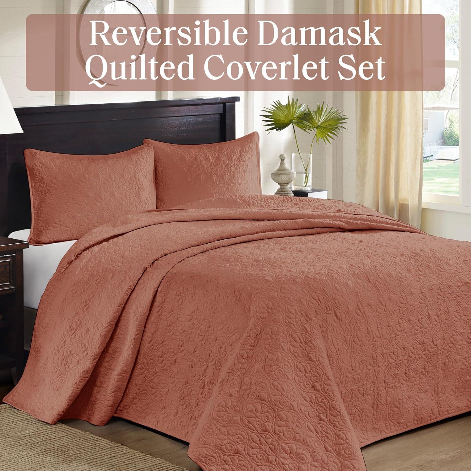 Madison Park 3pc Full/Queen Vancouver Reversible Quilt Set Clay Pink