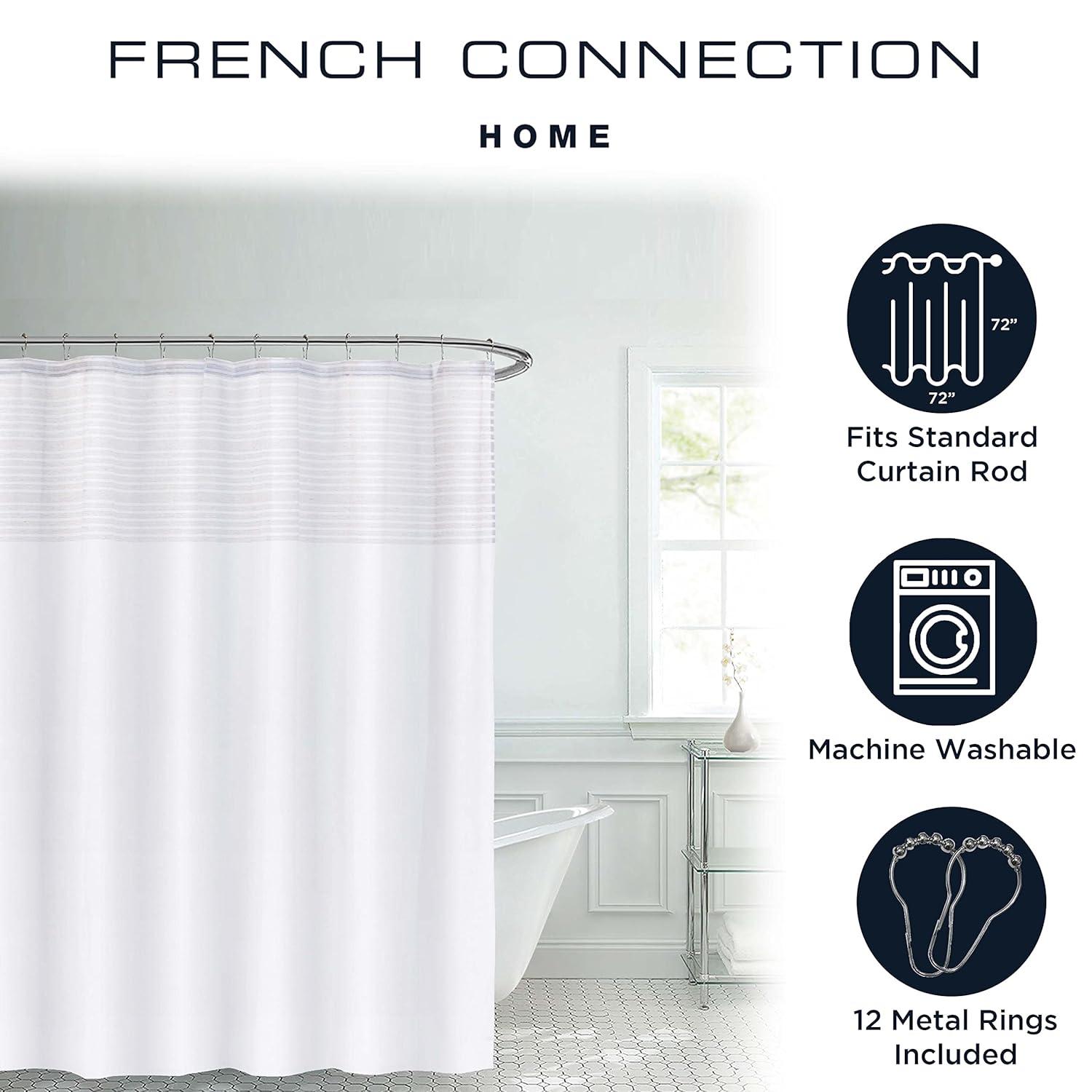 French Connection French Connection Striped 13 Piece Shower Curtain Set + Hooks