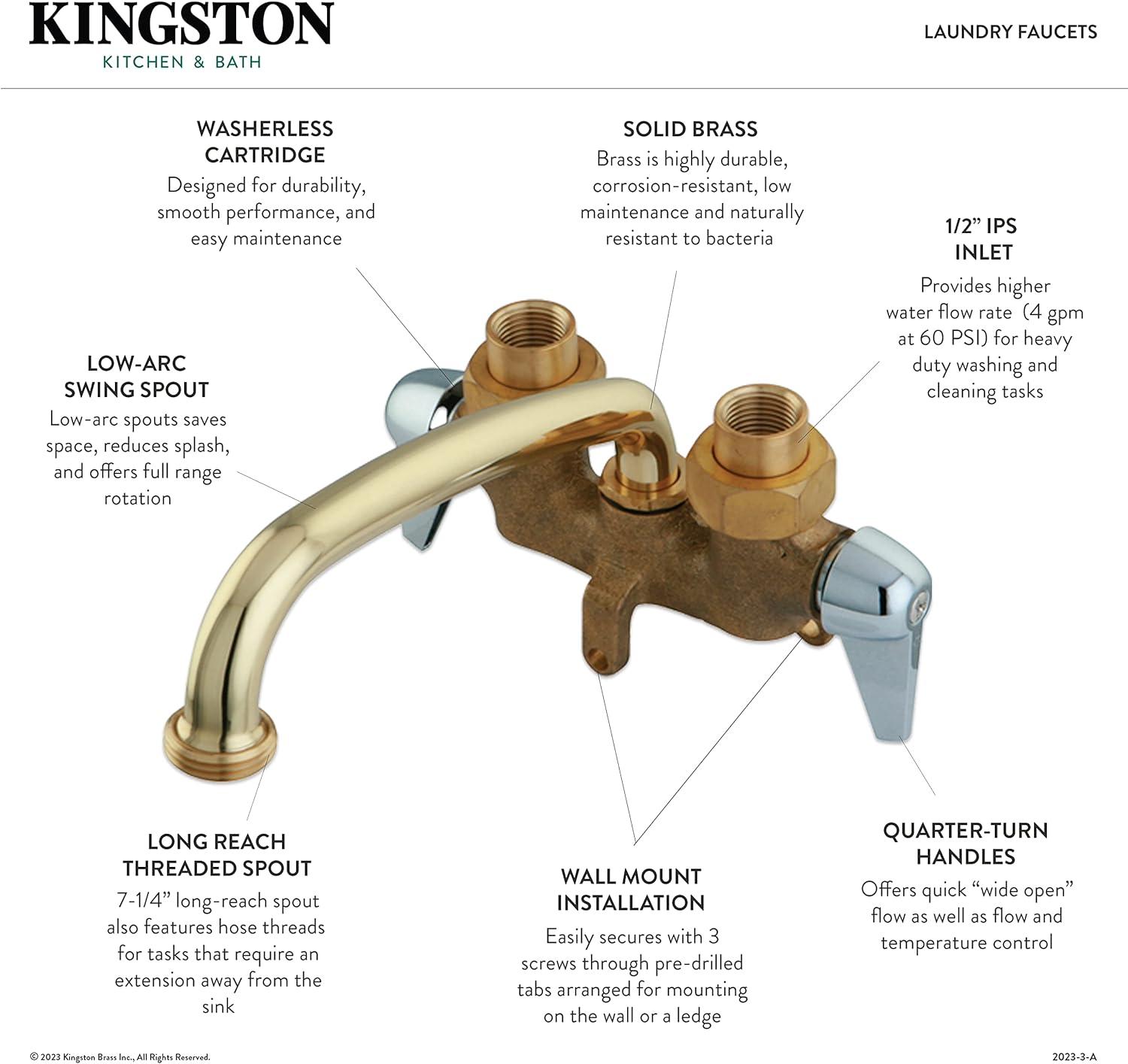 Kingston Brass KF471 Laundry Faucet, Polished Chrome
