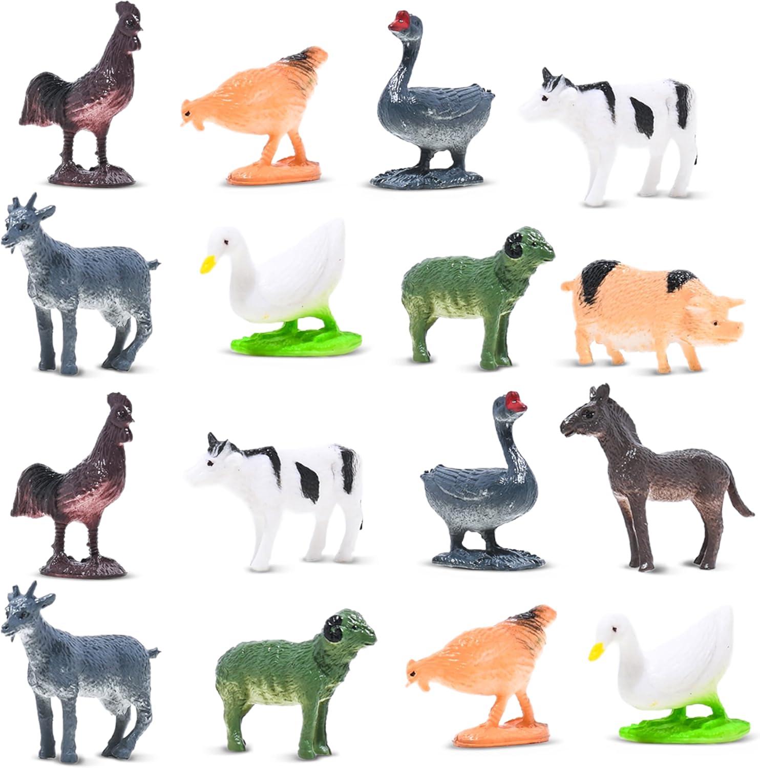 100 Piece Party Pack Mini Farm Animals - Plastic Mini Educational Animal Toys - Fun Gift Party Giveaway