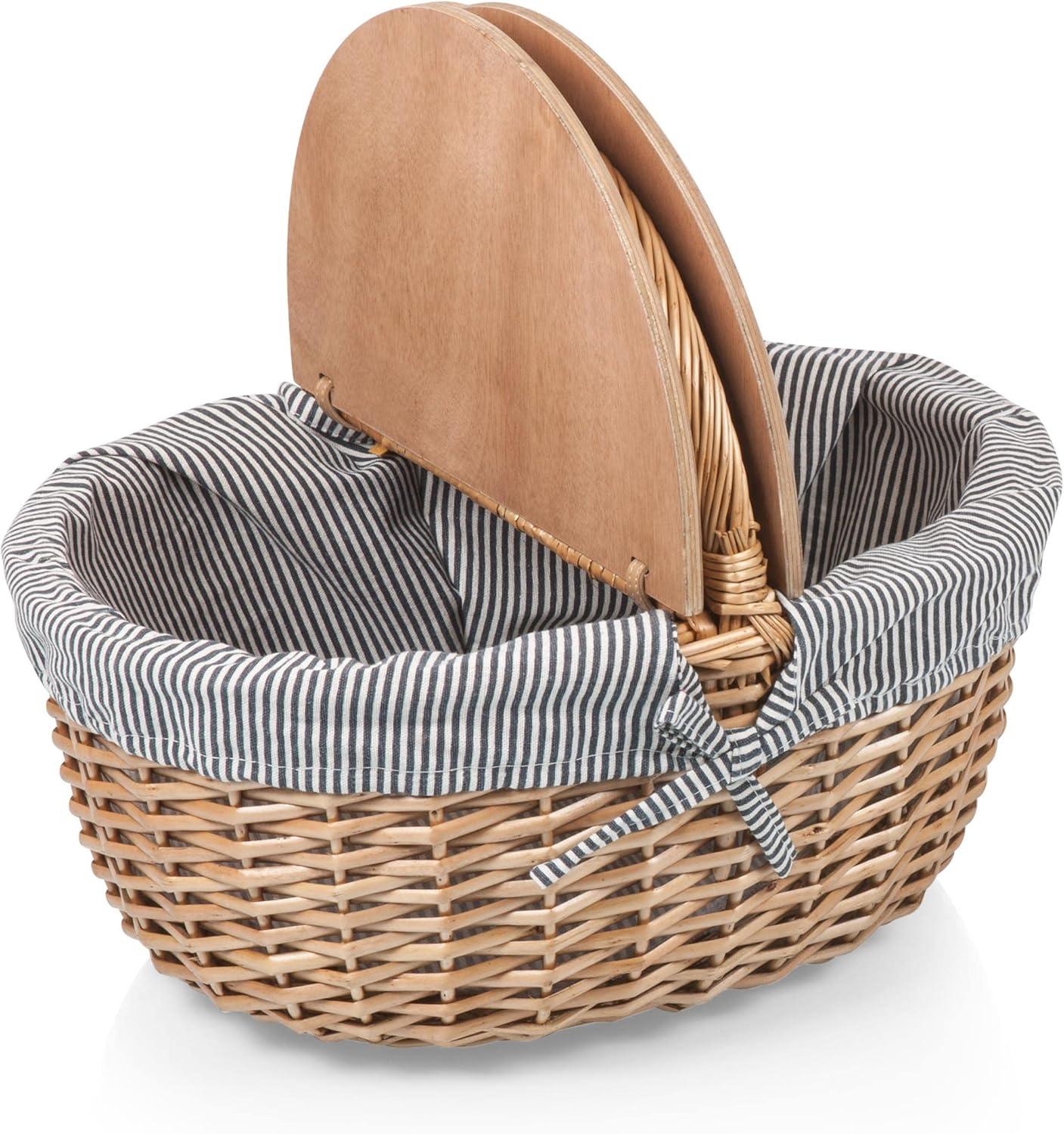 Country Vintage Wicker Picnic Basket for 2