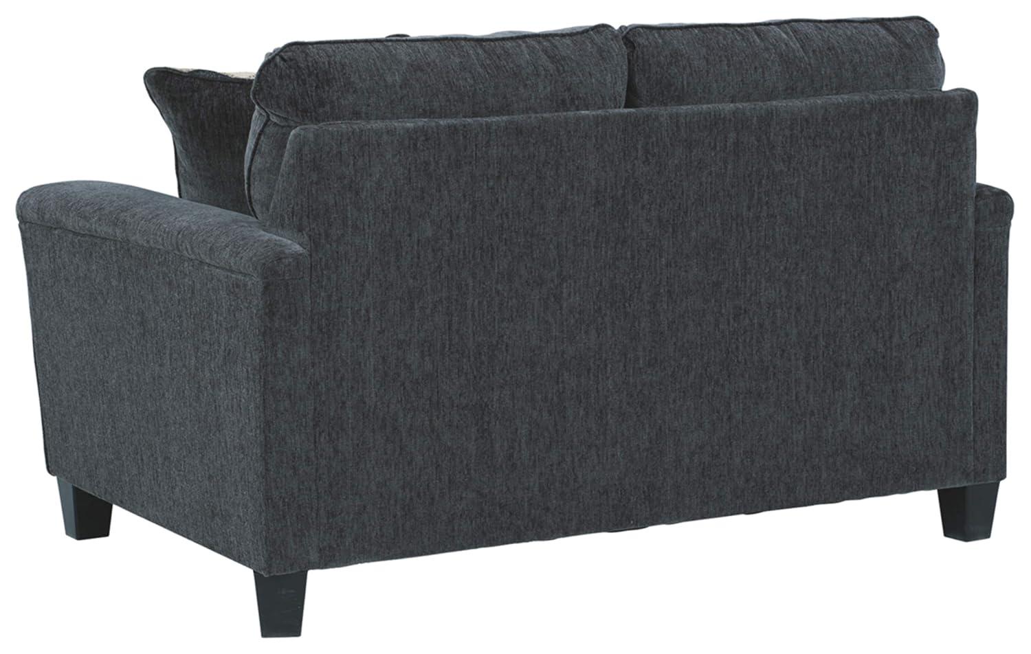 Gray Chenille Track Arm Loveseat with Removable Cushions