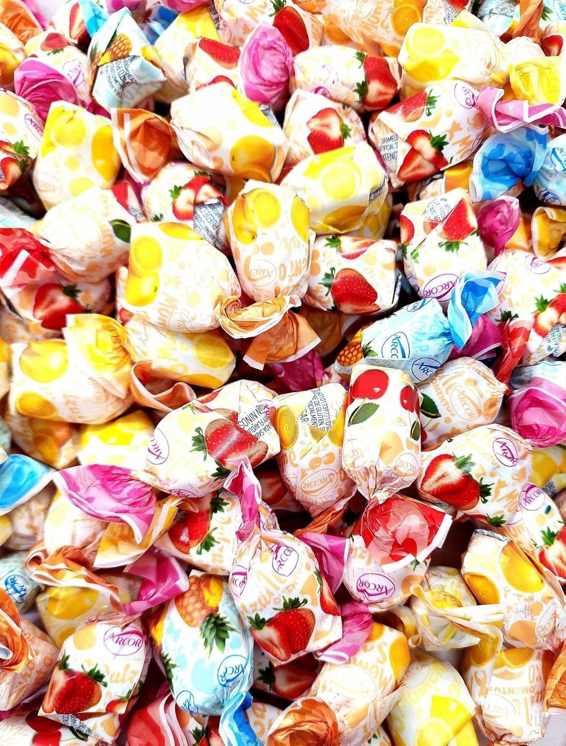 Arcor Fruit Filled Hard Candy - 2 Pound Bag - Bulk Bon Bons Candy with Pineapple, Strawberry, Orange, Cherry, and Lemon Flavors - Individually Wrapped Assorted Fruit Candy