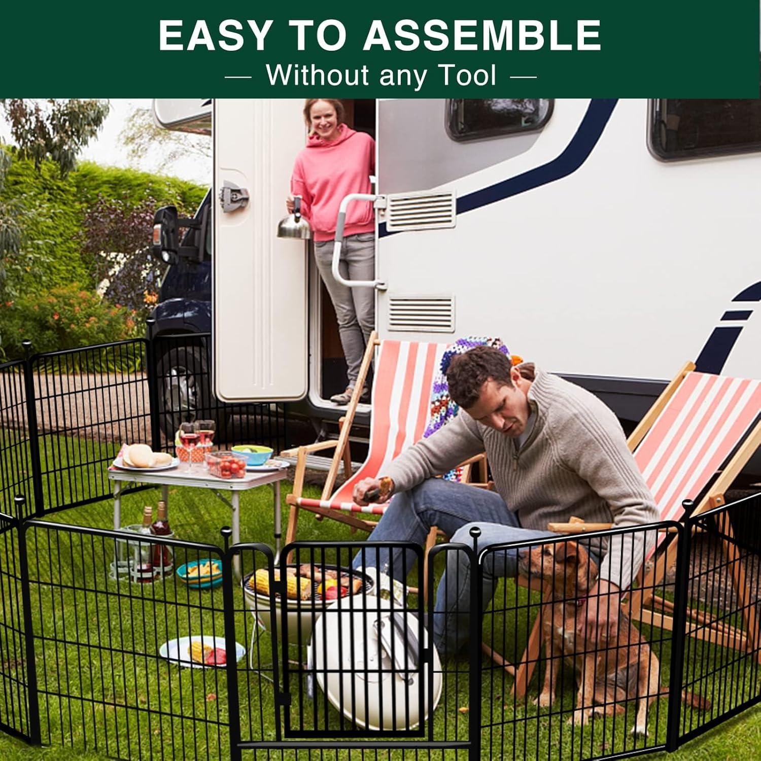 FDW Dog Playpen Pet Dog Fence 32" Height 16 Panels Metal Dog Pen Outdoor Exercise Pen with Doors for Large/Medium /Small Dogs Camping,Yard