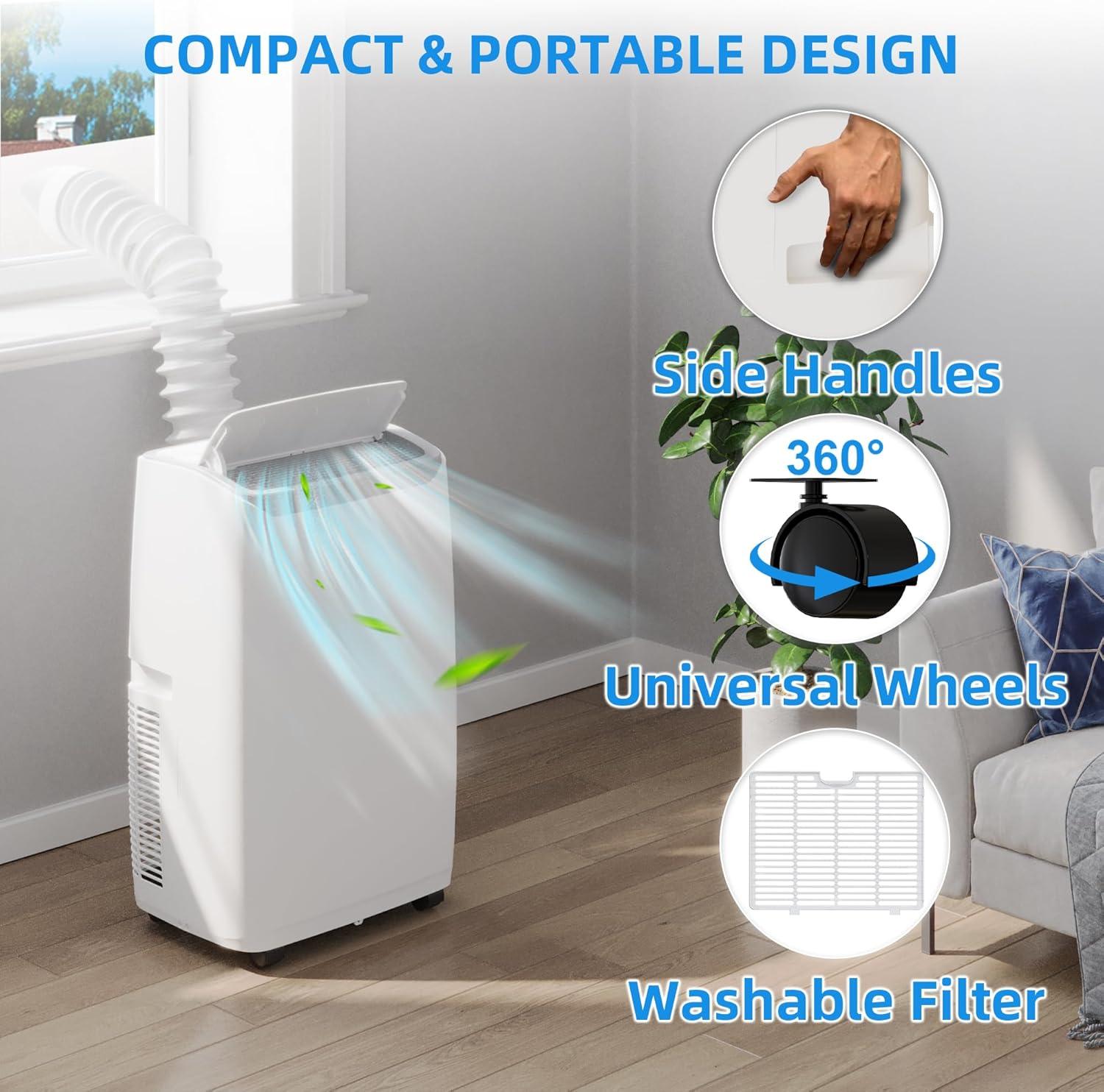 VELBAY 14,000 BTU Portable Air Conditioner, 3-in-1 Portable AC Unit for Rooms Up to 700 Sq.ft with Dehumidifier and Fan Mode