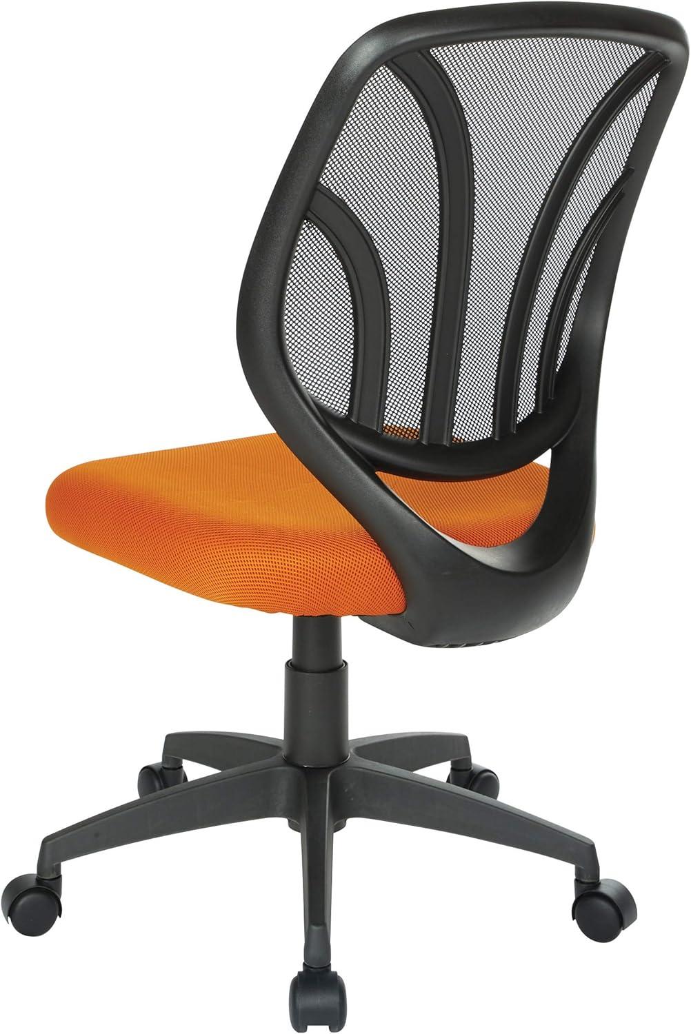 Adjustable Orange Mesh Fabric Task Chair with Metal Swivel Base