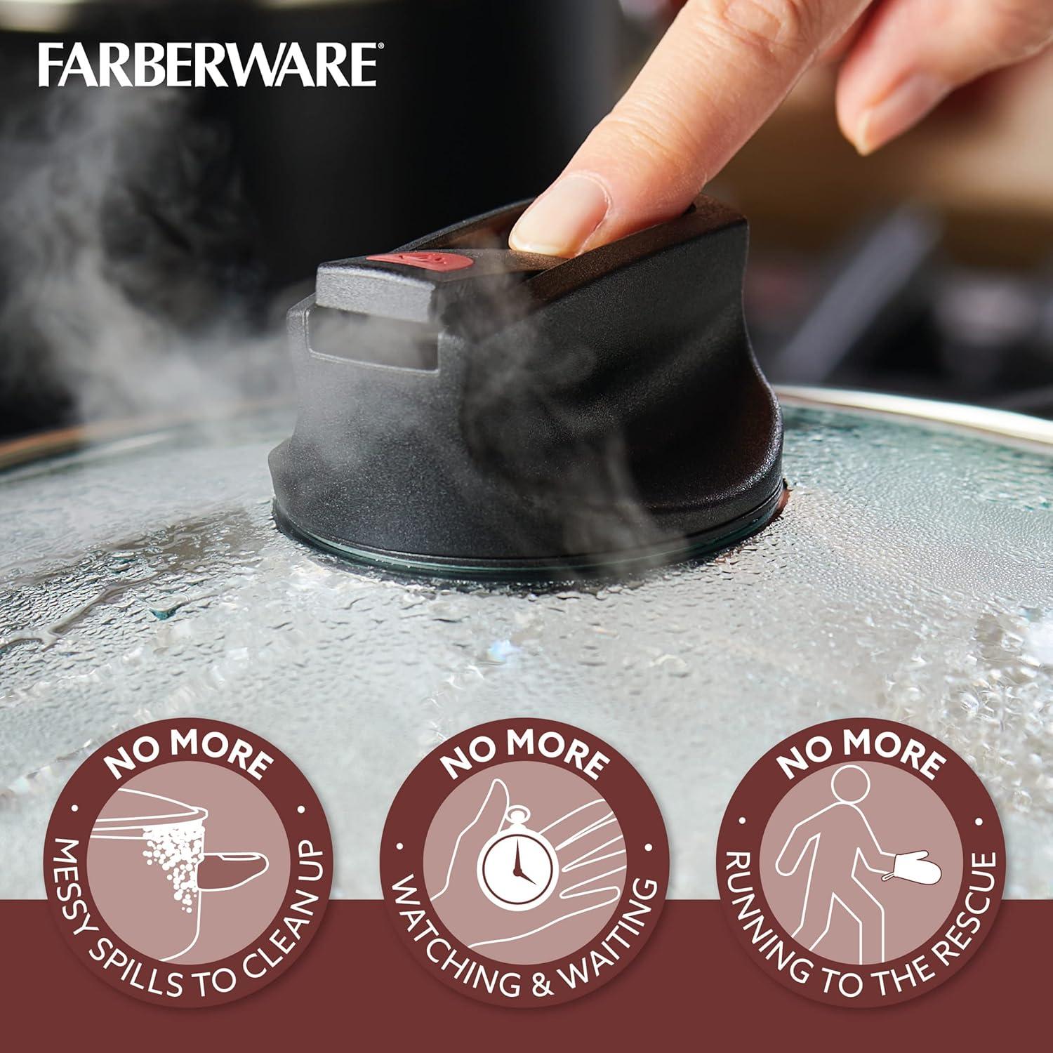 Farberware Smart Control 11.25" Covered Everything Pan with 2 Side Handles Black: Nonstick Saute Pan, Dishwasher-Safe