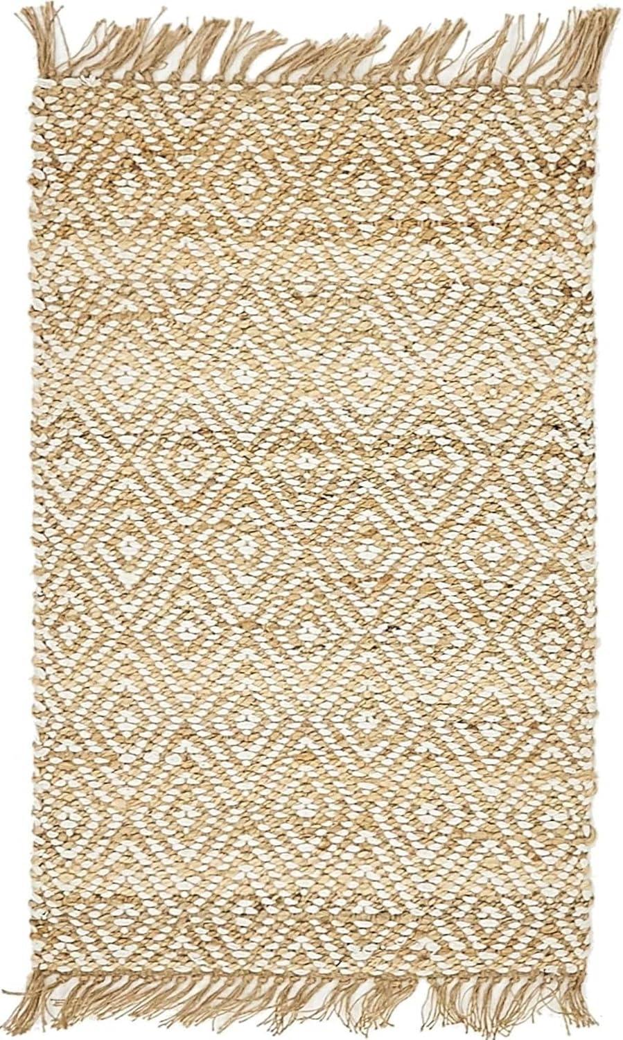 Natural Brown Rectangular Braided Jute Area Rug