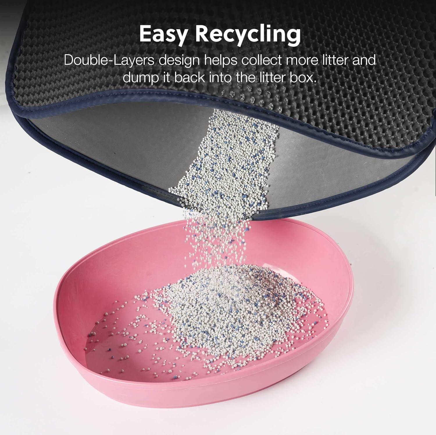 WePet Cat Litter Mat, Kitty Litter Trapping Mat, Honeycomb Double Layer Mats, No Phthalate, Urine Waterproof, Easy Clean, Scatter Control, Catcher Litter Tray Box Rug Carpet