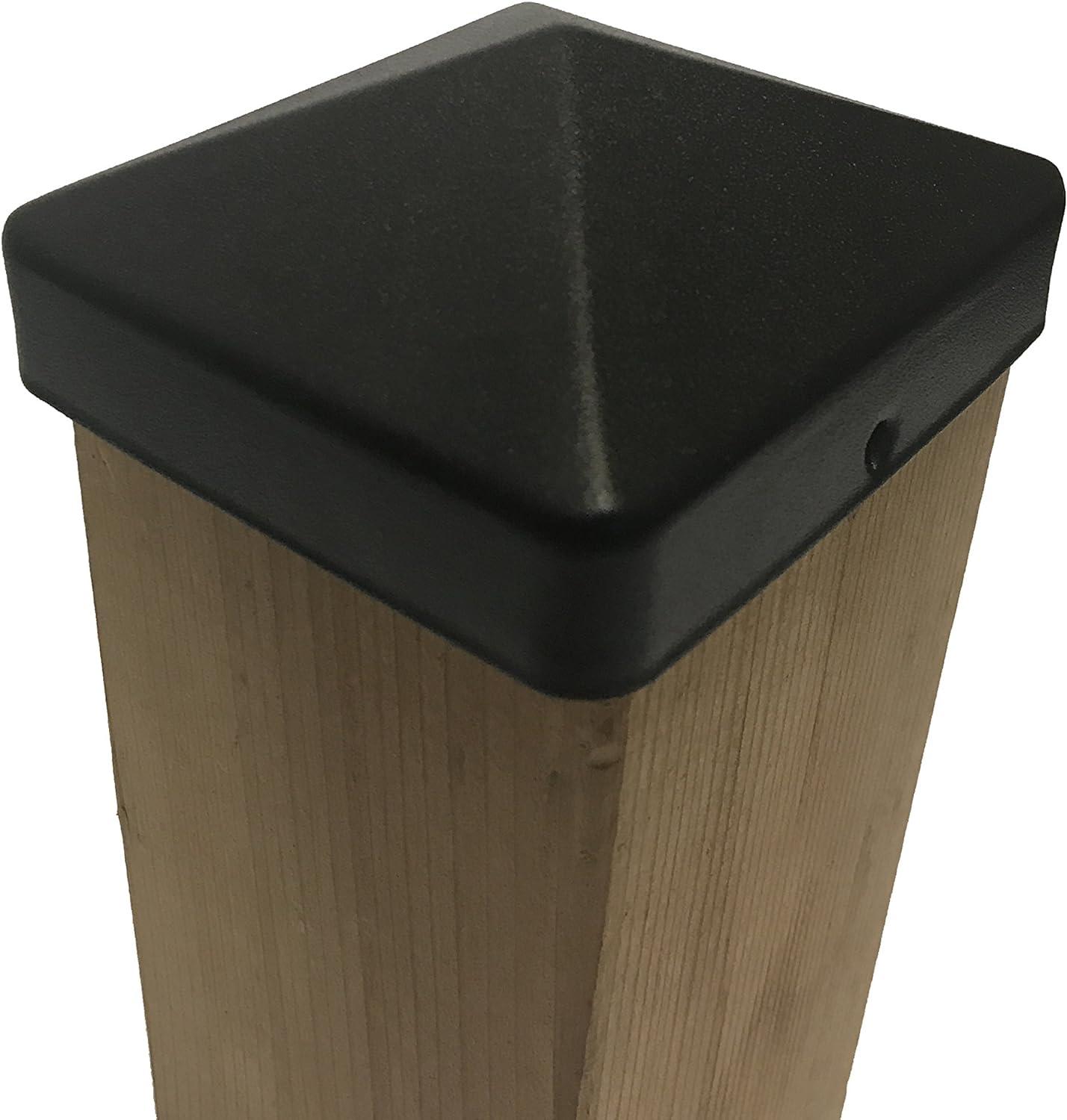 Black Powder-Coated Steel Pyramid Post Cap