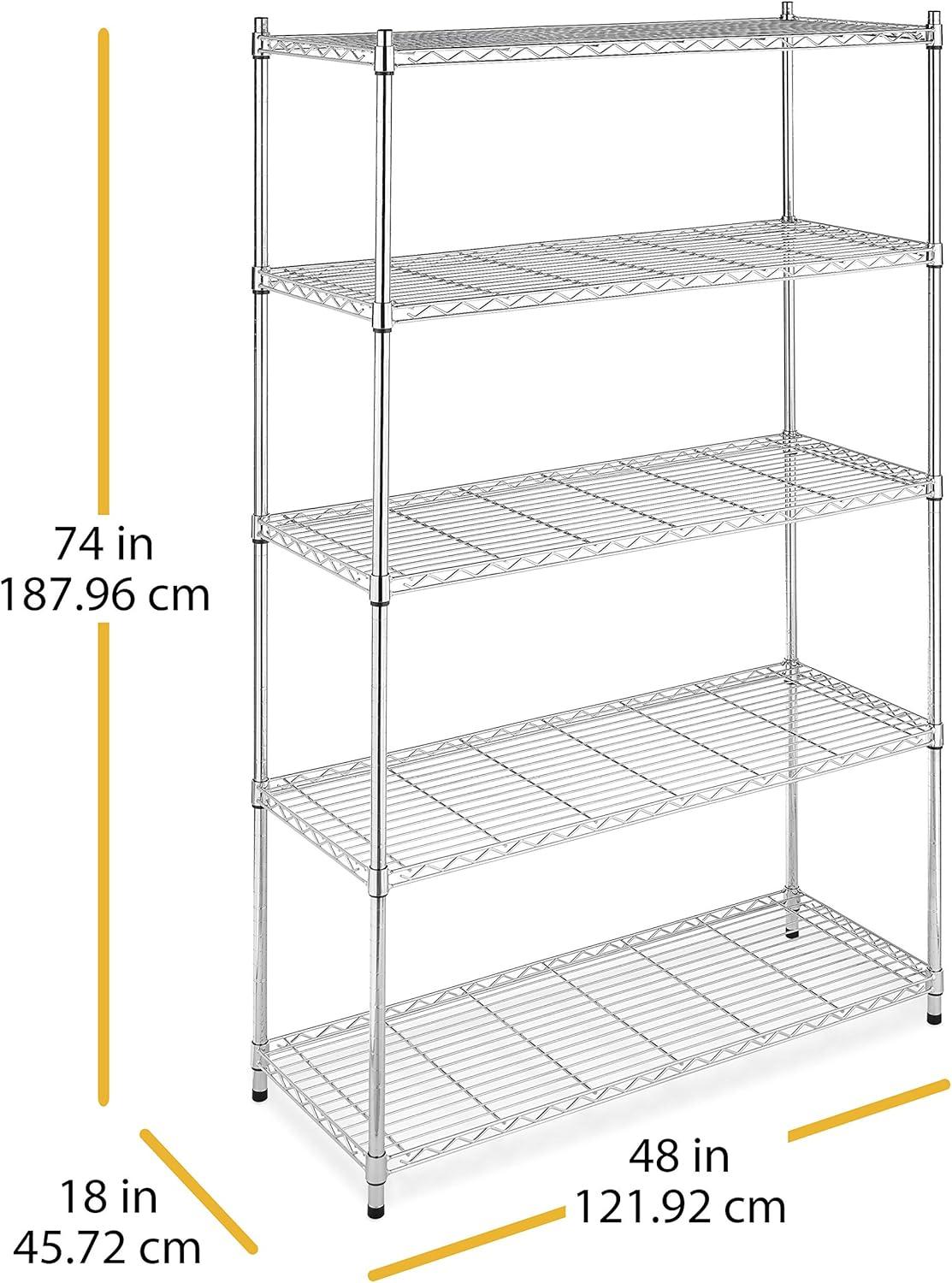 Whitmor Supreme 5 Tier Shelving Unit Chrome Silver