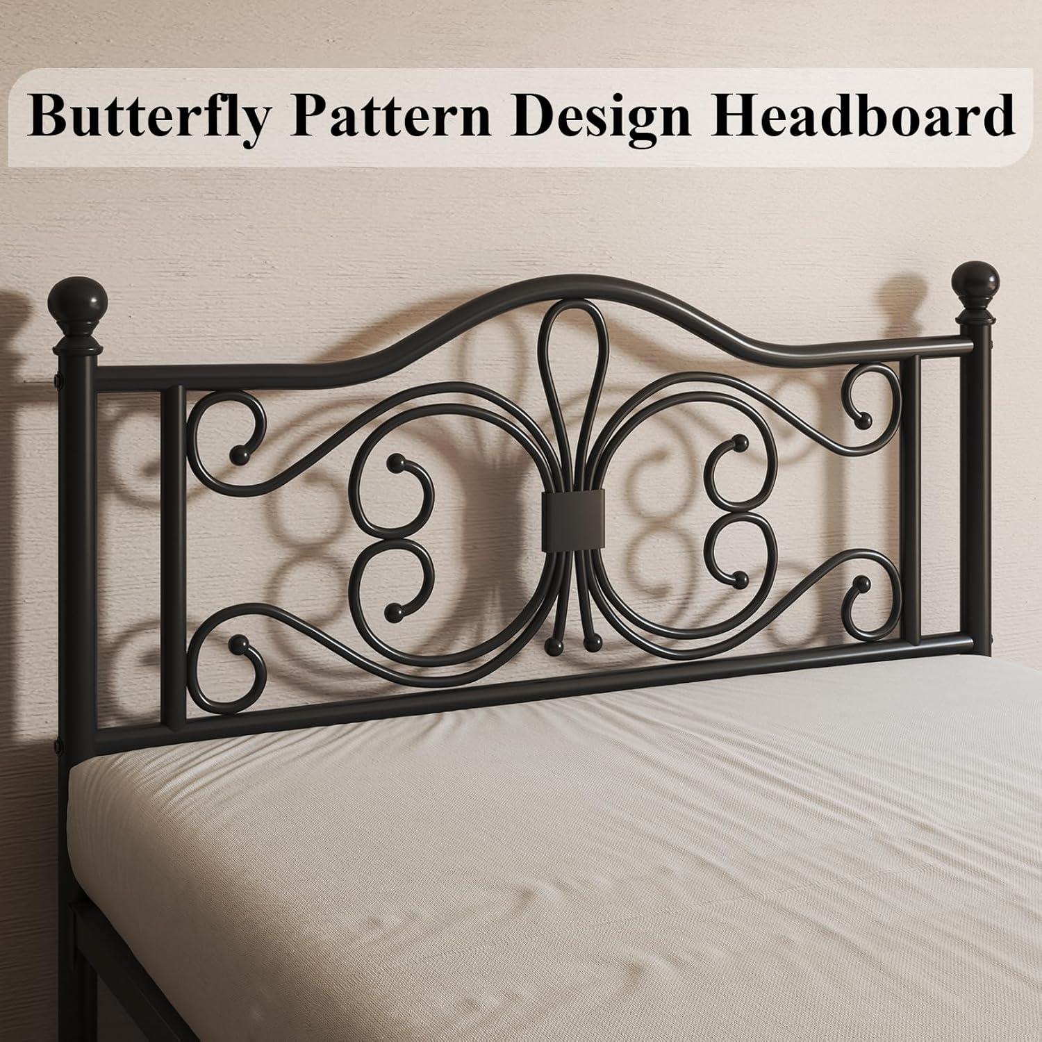 Lark Manor™ Eylin Metal Platform Bed with Butterfly Design Headboard and Footboard, Underbed Storage & Reviews | Wayfair