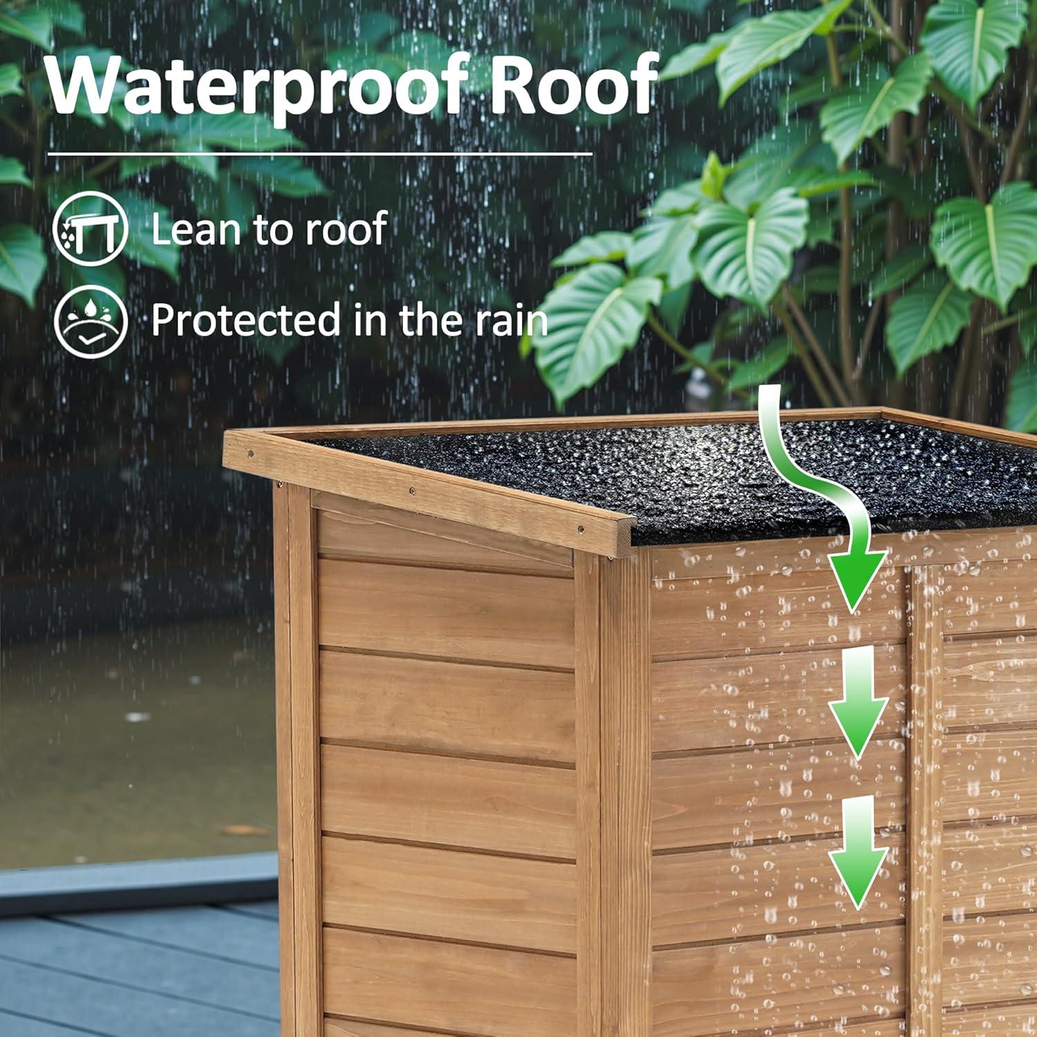 24.6 in. W x 18 in. D Outdoor Wood Storage Cabinet，Garden Wooden Tool Shed with Double Doors