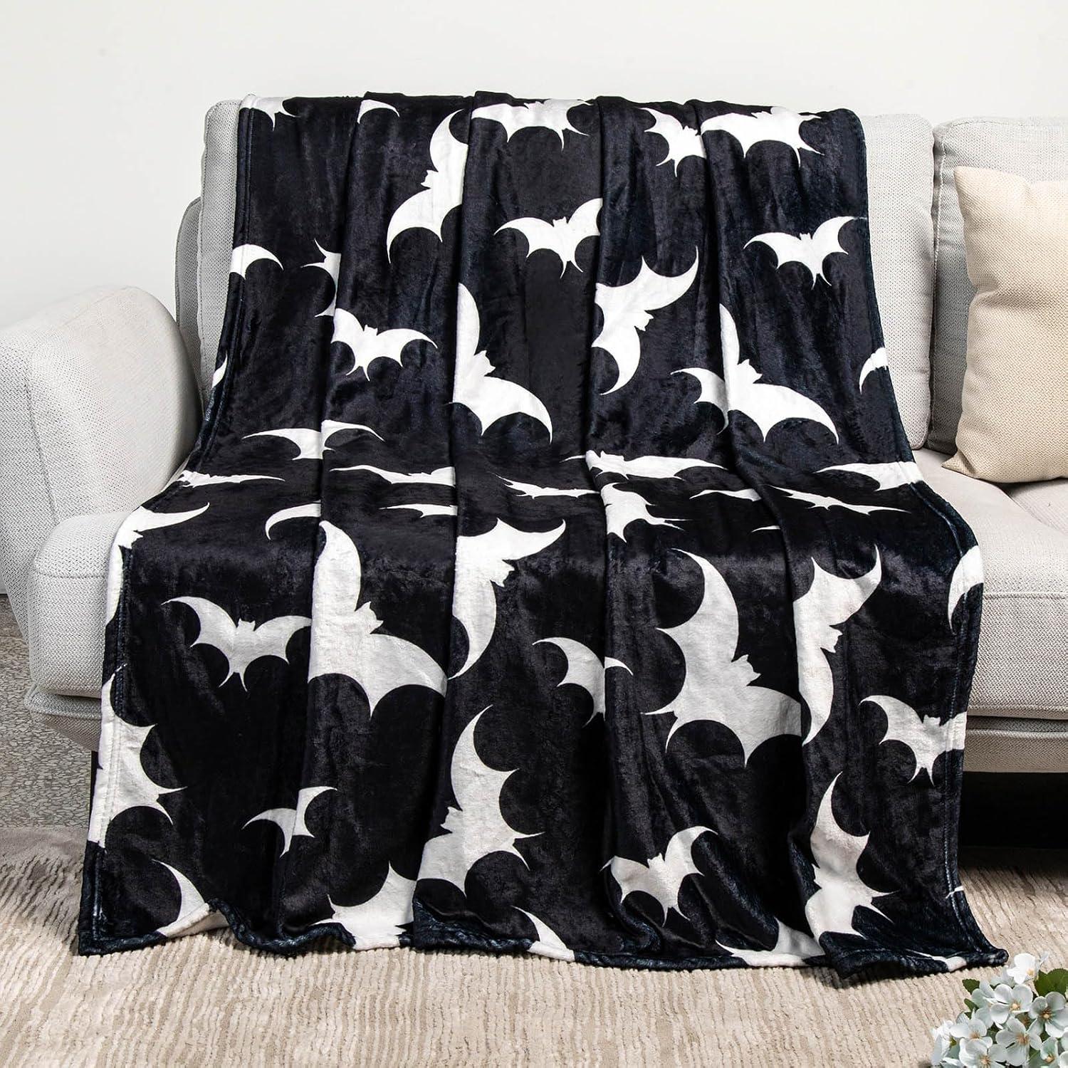 Gothic Blanket Bat Black Throw Blanket Cozy Plush Blanket Throw Blankets for Bed Sofa 60" x 50"