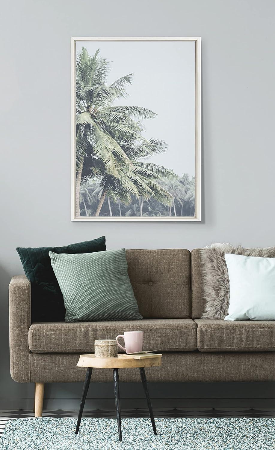 18" x 24" Sylvie Pale Green Coconut Palm Trees by The Creative Bunch Studio Framed Wall Canvas - Kate & Laurel All Things Decor