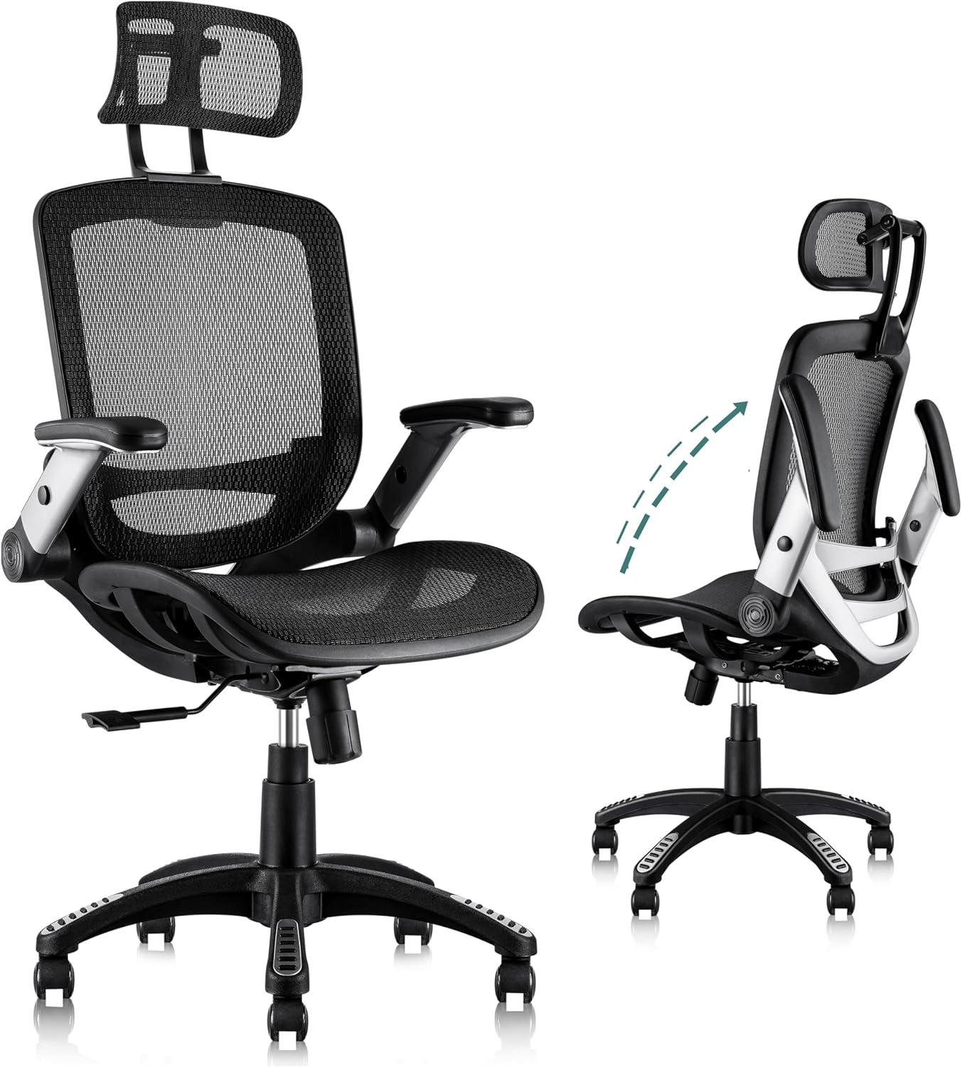 Black Ergonomic High Back Mesh Swivel Office Chair with Adjustable Arms