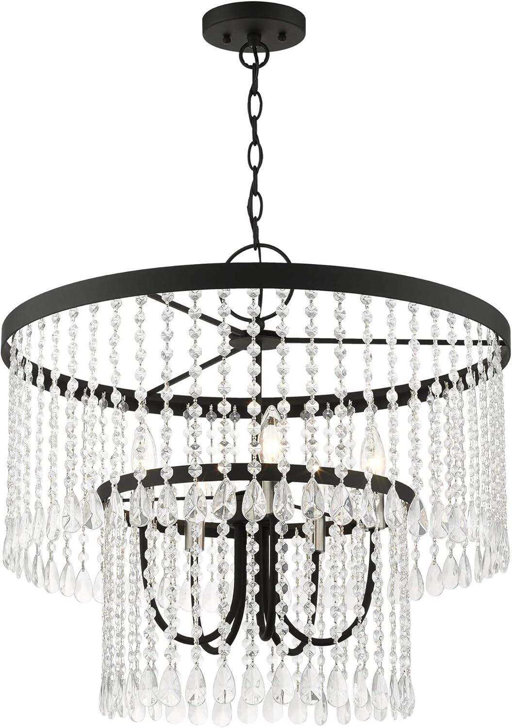 Elegant Elizabeth Crystal and Nickel 5-Light Chandelier