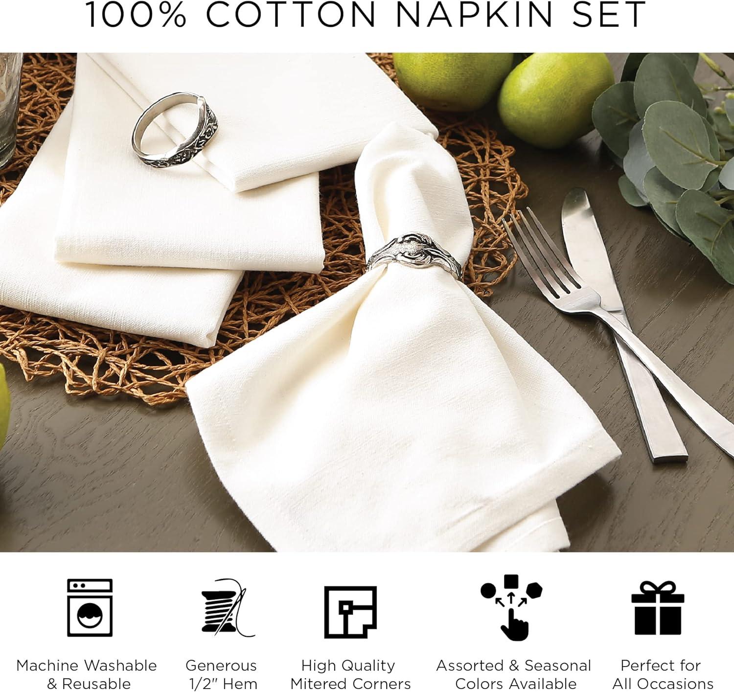 Off-White Cotton Variegated Napkin Set of 6