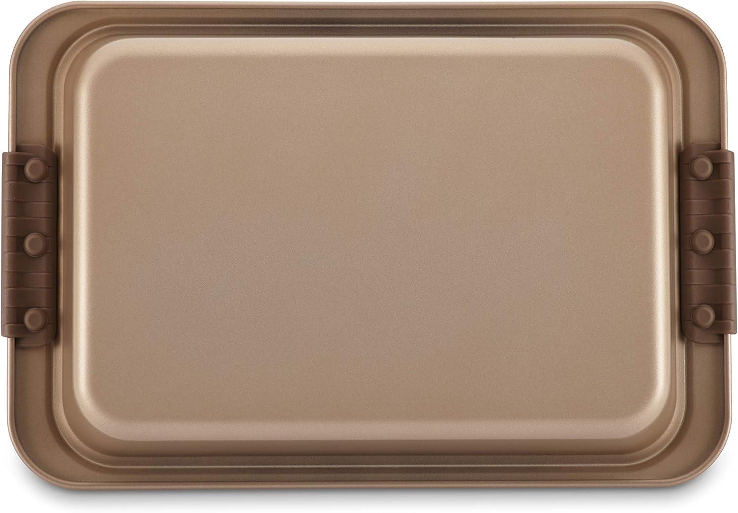 Bronze Nonstick Rectangular Cake Pan with Clear Lid